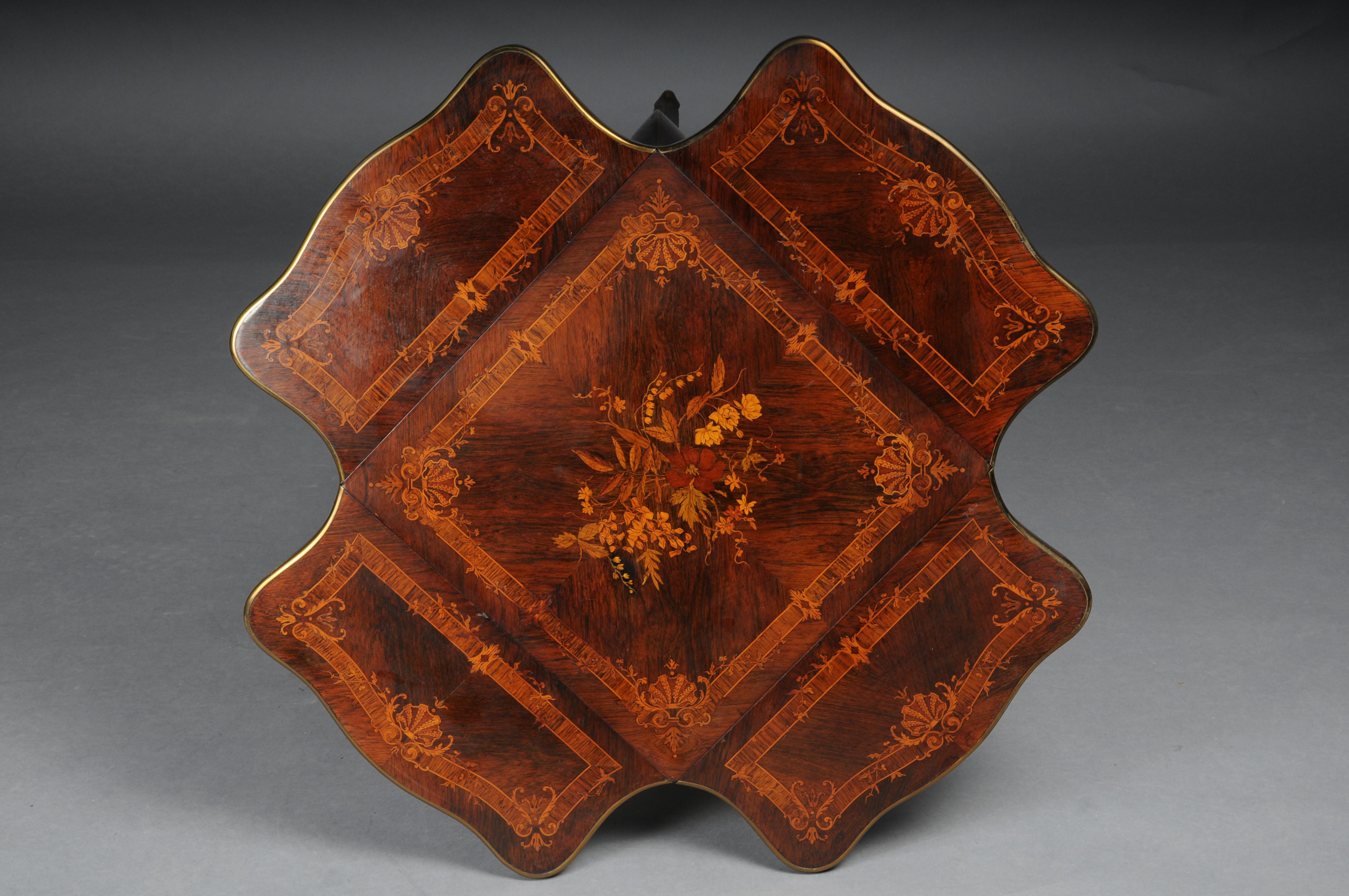 Antique side table, Paris around 1870 marquetry veneer. For Sale 6