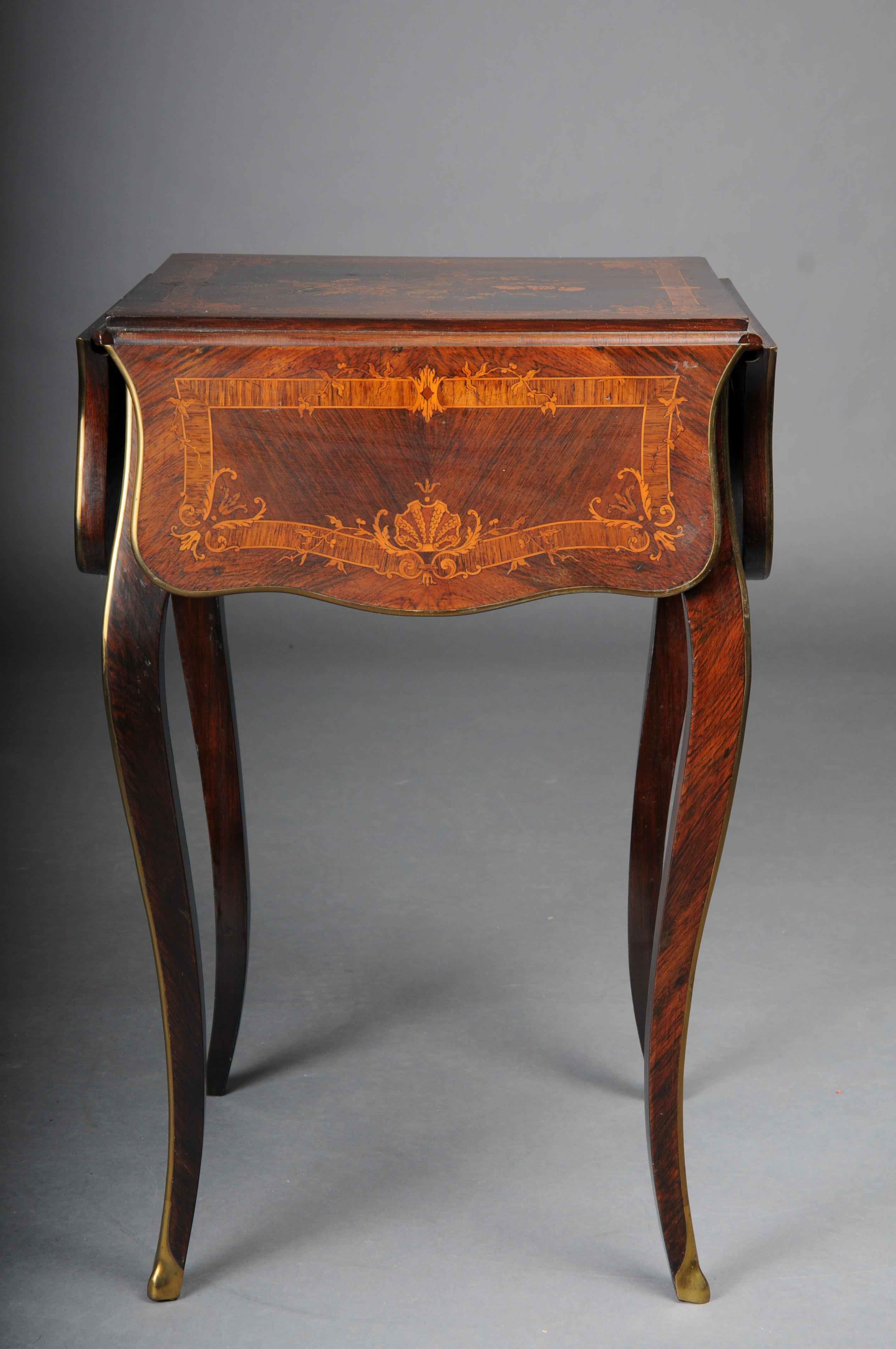 Hand-Crafted Antique side table, Paris around 1870 marquetry veneer. For Sale