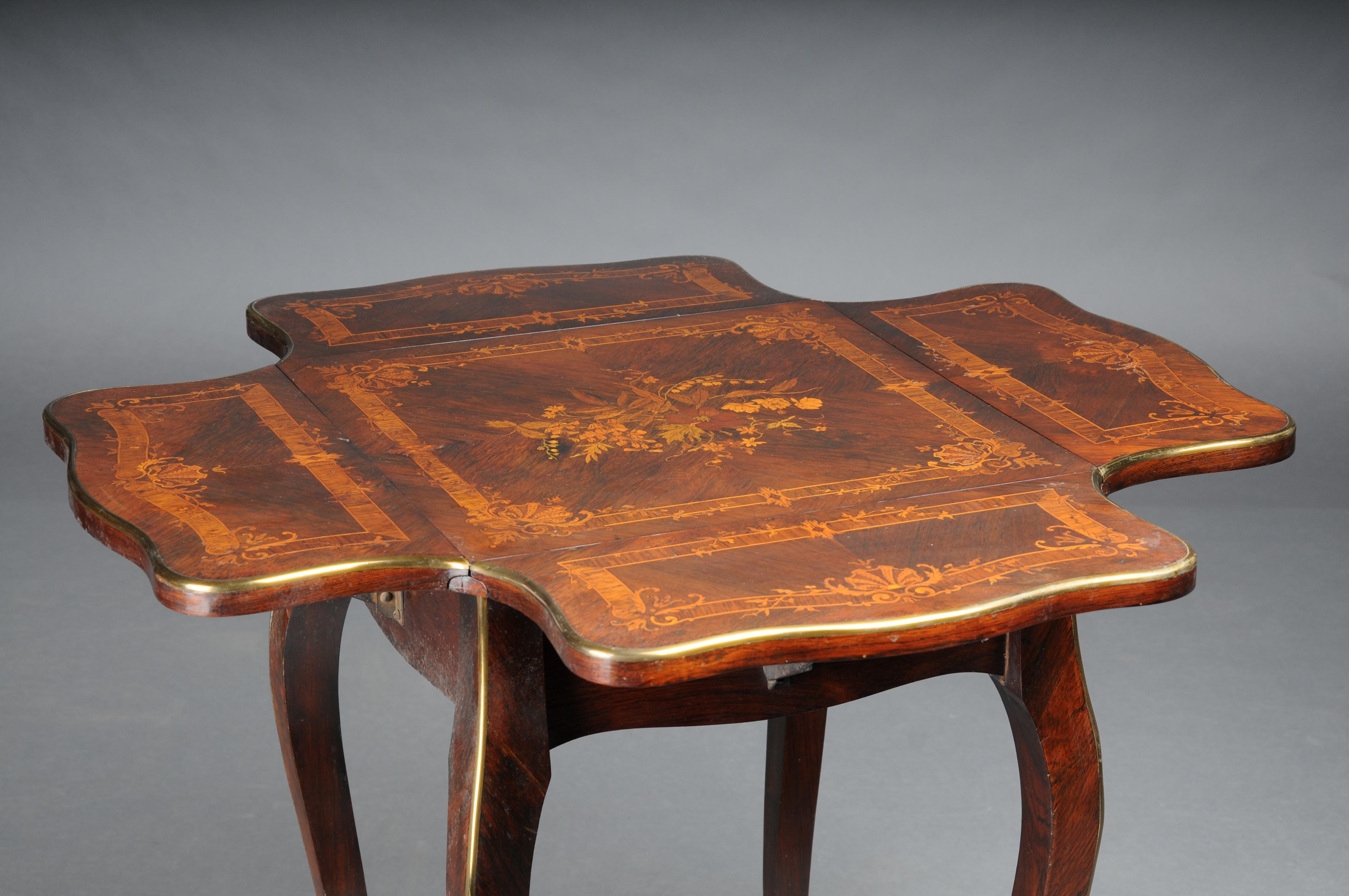 19th Century Antique side table, Paris around 1870 marquetry veneer. For Sale