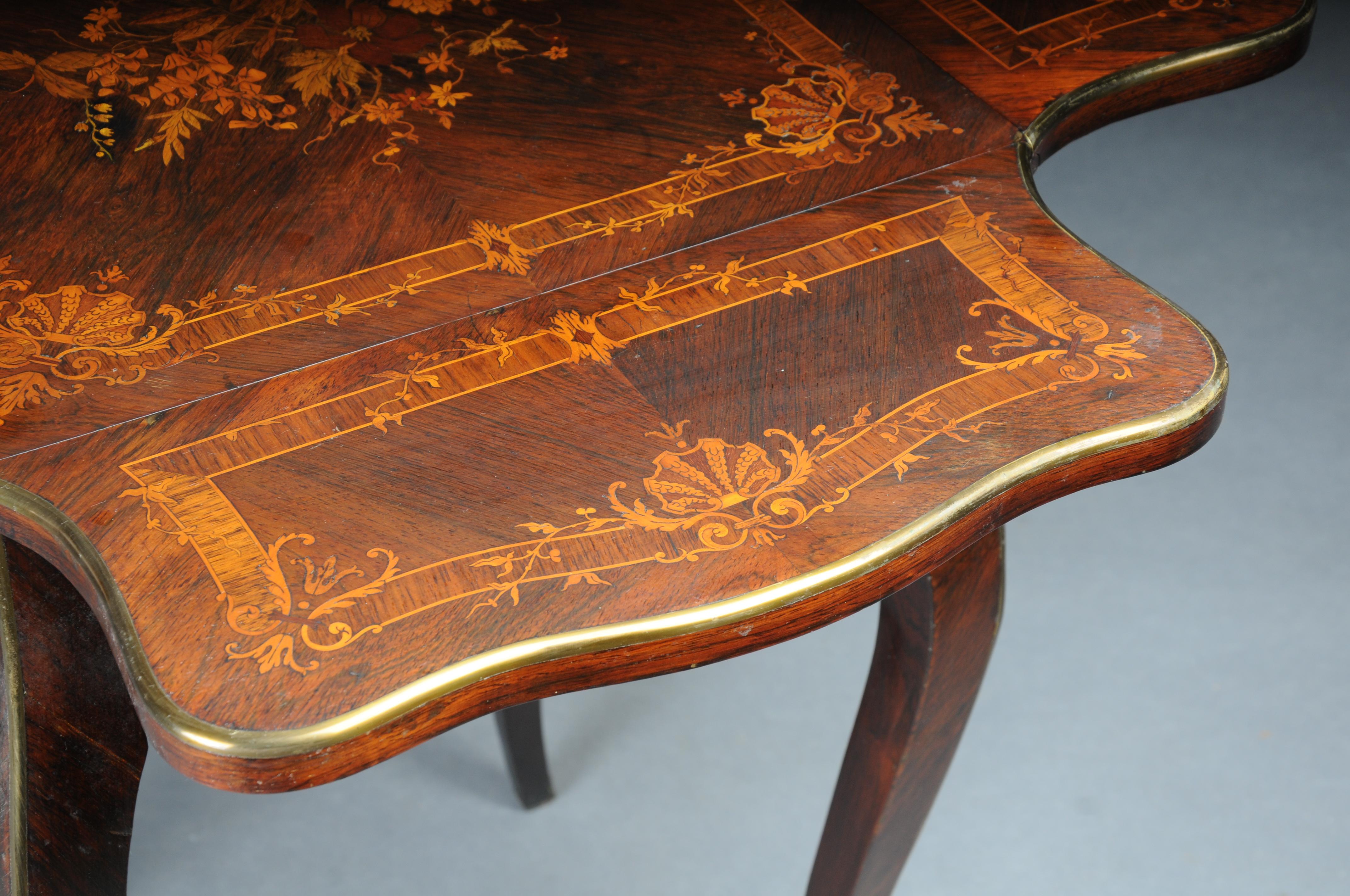 Antique side table, Paris around 1870 marquetry veneer. For Sale 1