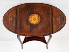 Antique Side Table Rosewood Inlay Occasional, 1880