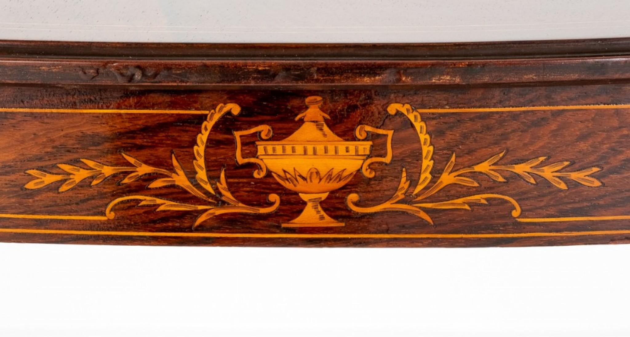 Table d'appoint ancienne en bois de rose incrusté, 1880 en vente 3