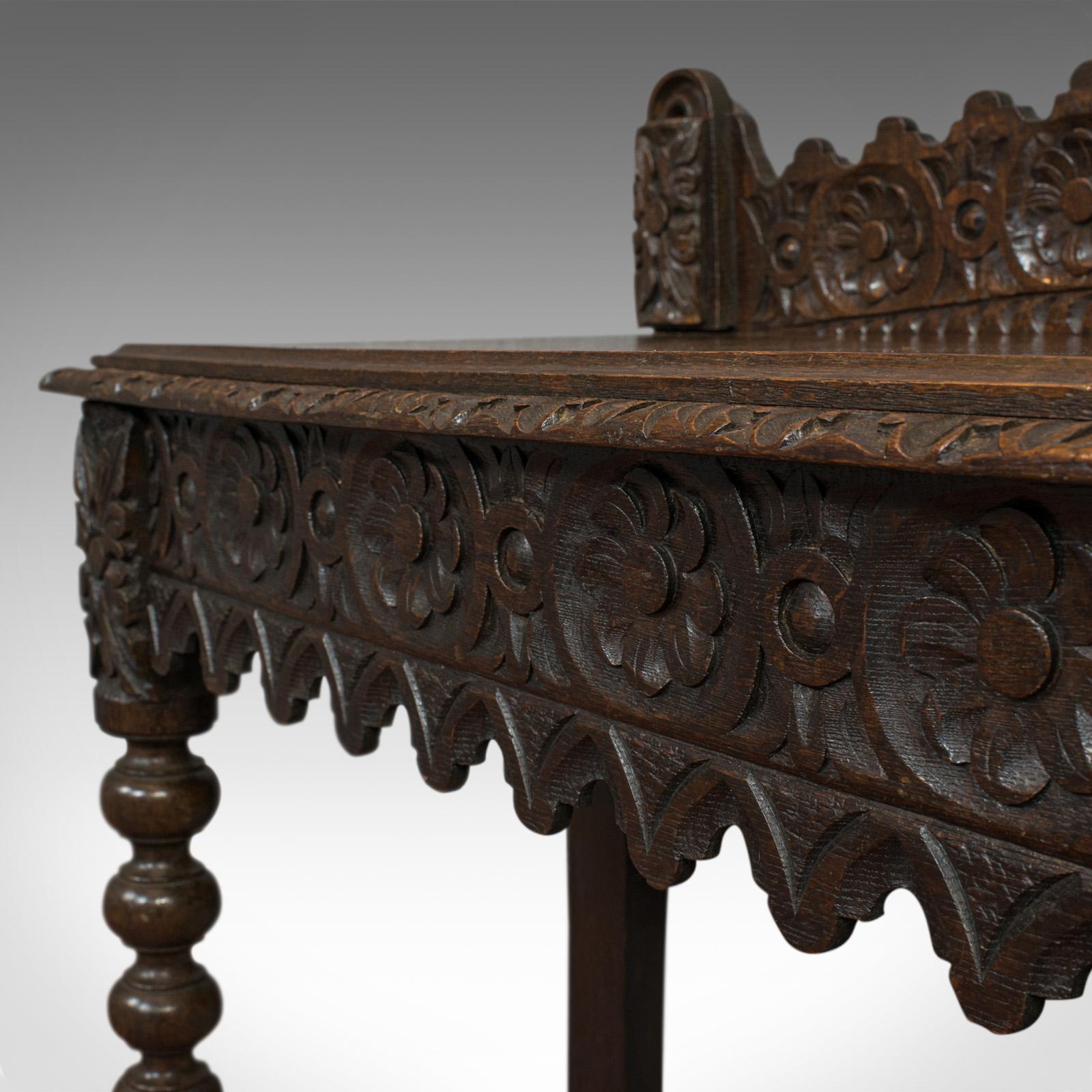 Antique Side Table, Scottish, Oak, Console, Bobbin Turned, Victorian, circa 1870 6
