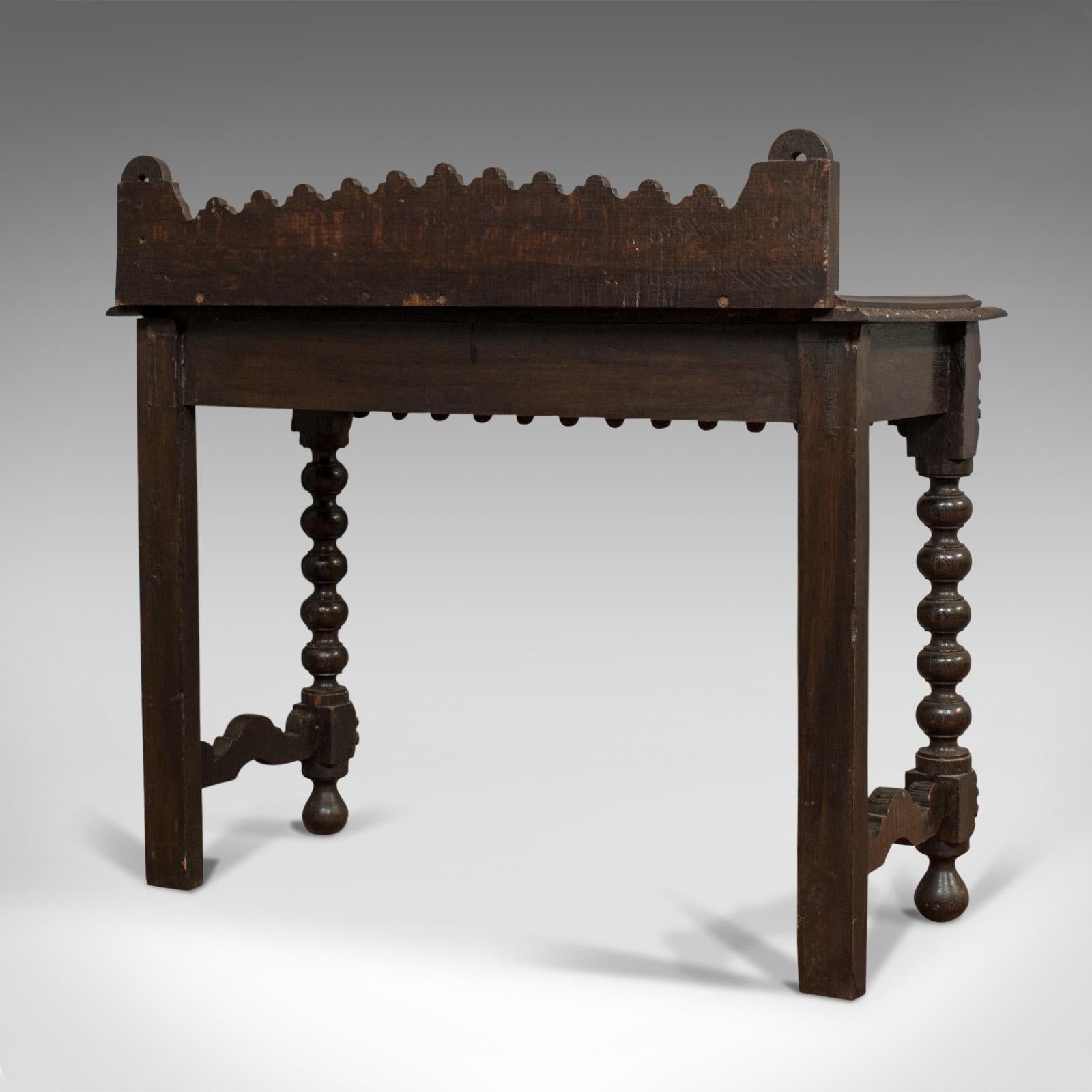 19th Century Antique Side Table, Scottish, Oak, Console, Bobbin Turned, Victorian, circa 1870
