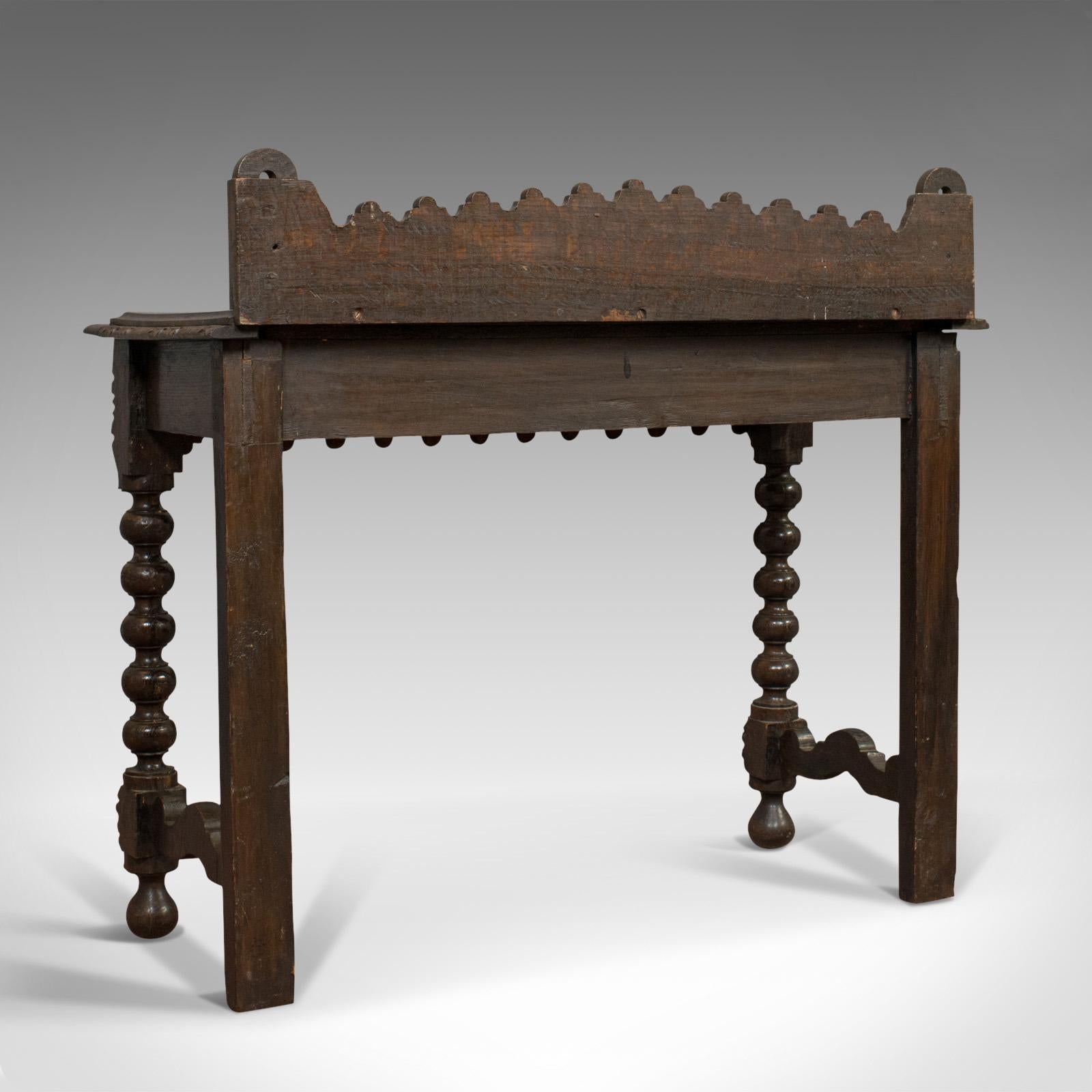 Antique Side Table, Scottish, Oak, Console, Bobbin Turned, Victorian, circa 1870 1