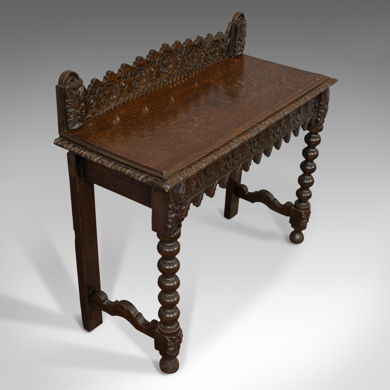 Antique Side Table, Scottish, Oak, Console, Bobbin Turned, Victorian, circa 1870 2