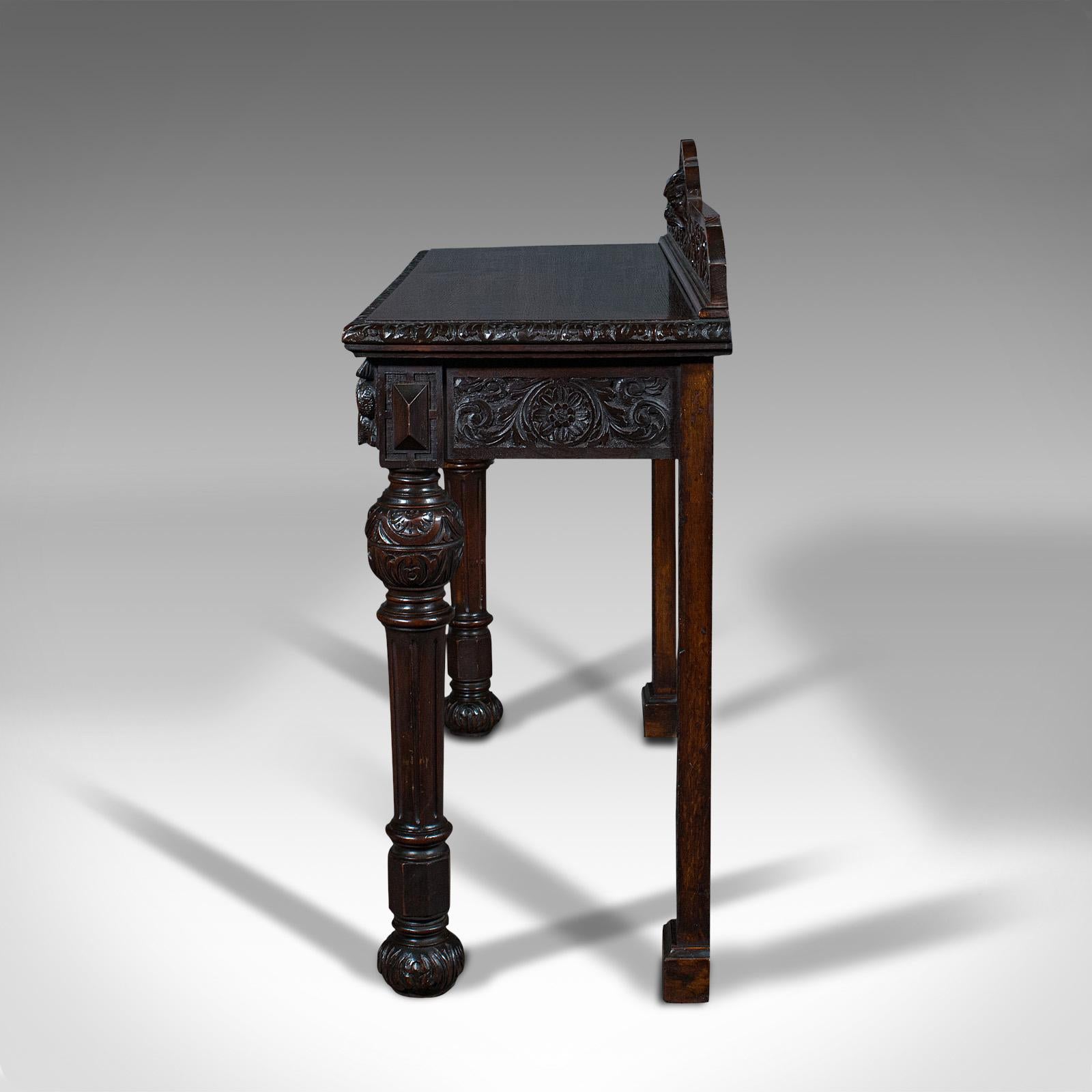 Antique Side Table, Scottish, Oak Console, Desk, Gothic Taste, Victorian, C.1880 In Good Condition In Hele, Devon, GB