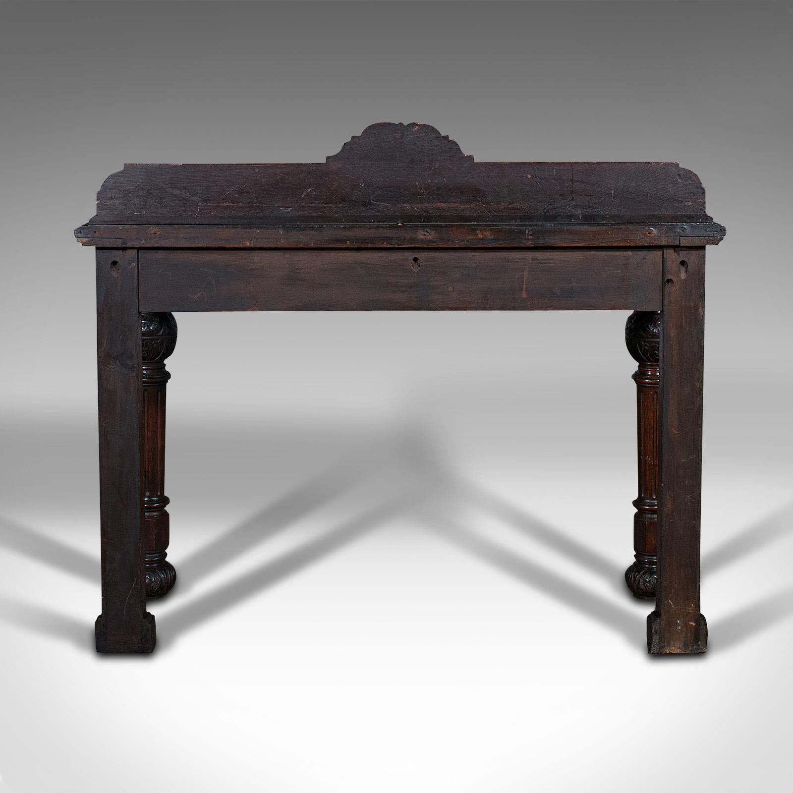 19th Century Antique Side Table, Scottish, Oak Console, Desk, Gothic Taste, Victorian, C.1880