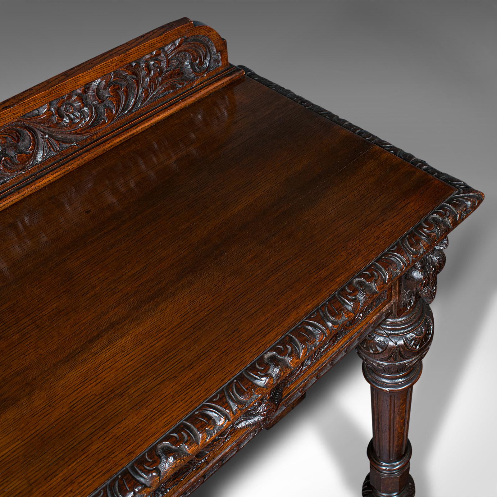 Antique Side Table, Scottish, Oak Console, Desk, Gothic Taste, Victorian, C.1880 3