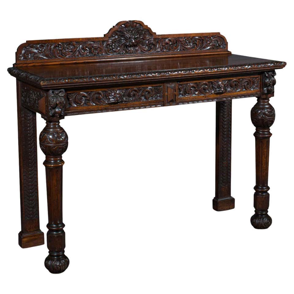Antique Hall Table, Scottish, Oak, Victorian Gothic, Side, Dresser ...