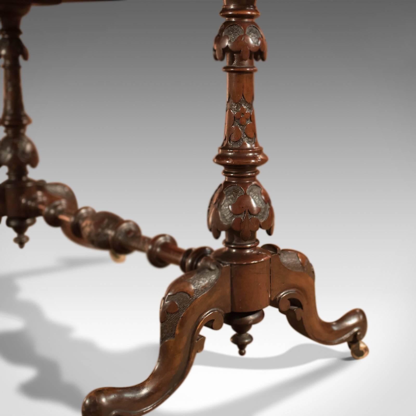 Antique Side Table, Victorian Burr Walnut, circa 1870 1