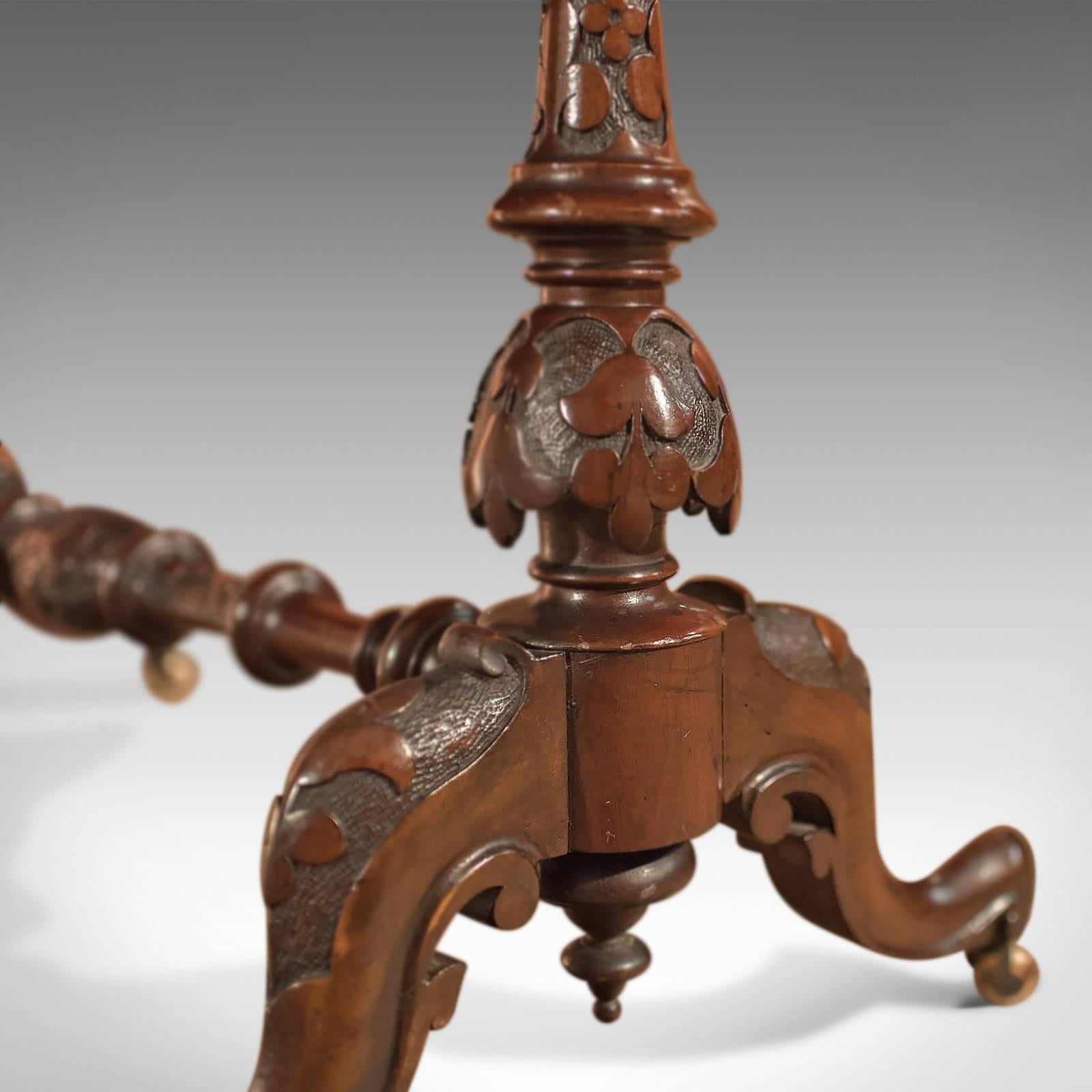 Antique Side Table, Victorian Burr Walnut, circa 1870 2