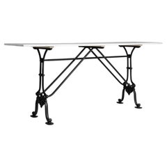 Antique Side Table with Cast Iron Base and Marble Top, France, 1900s