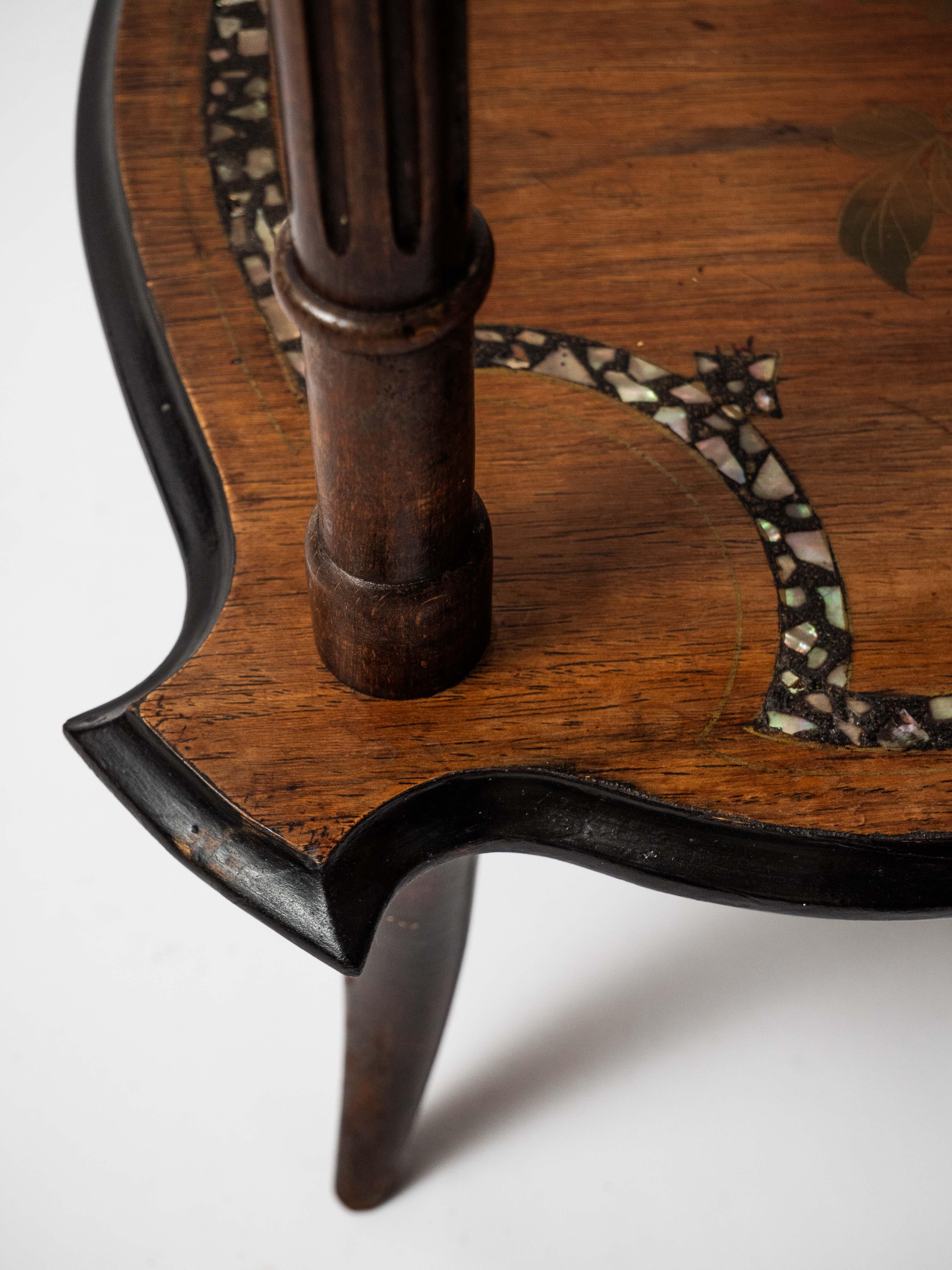 ALPINE MOTHER OF PEARL HAND MADE STOOL/SIDE TABLE