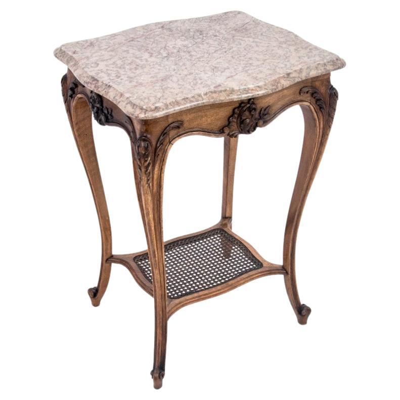 Antique Side Table with Stone Top, France, circa 1890