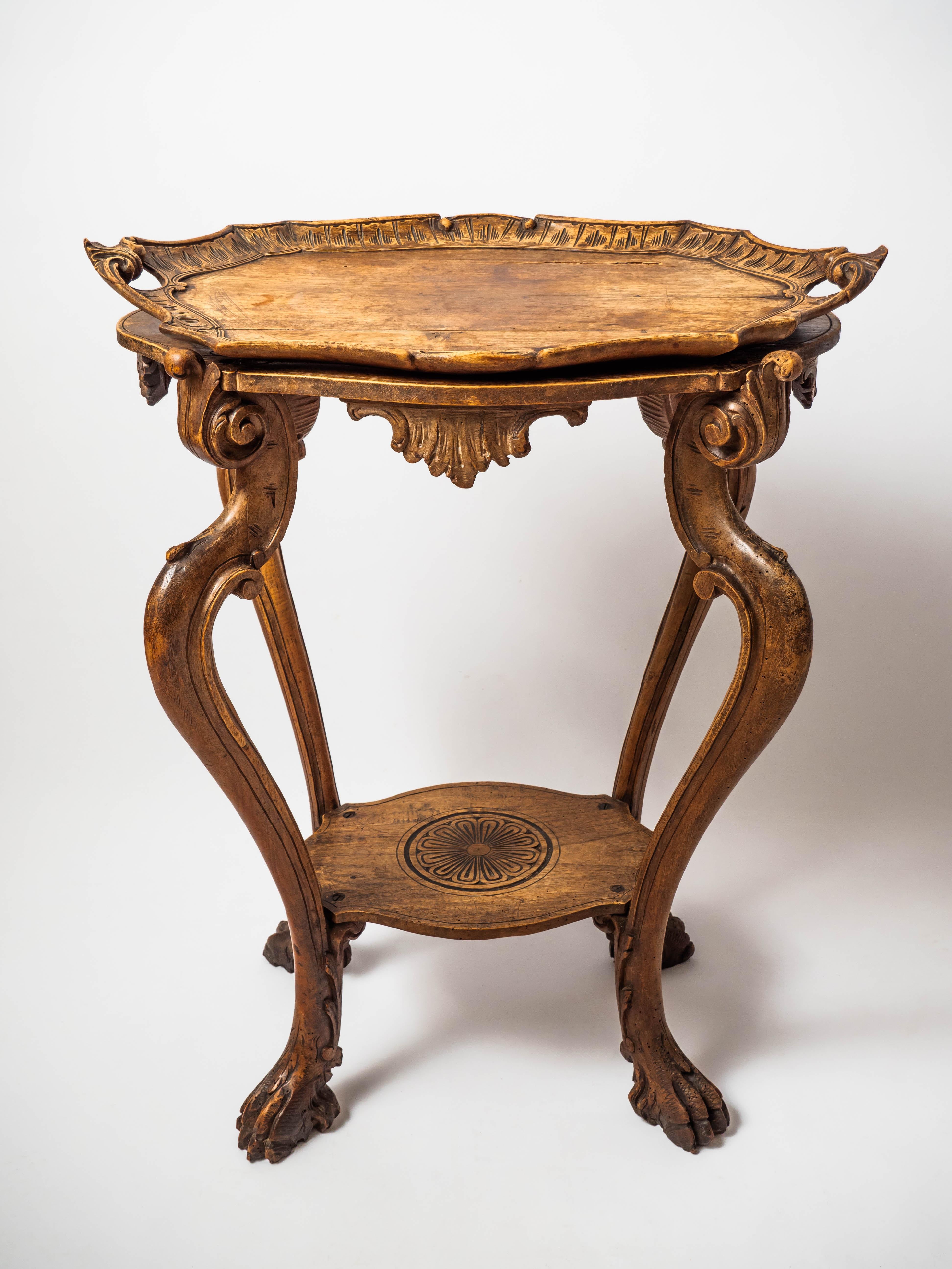 Neoclassical Revival Antique side table with tray For Sale