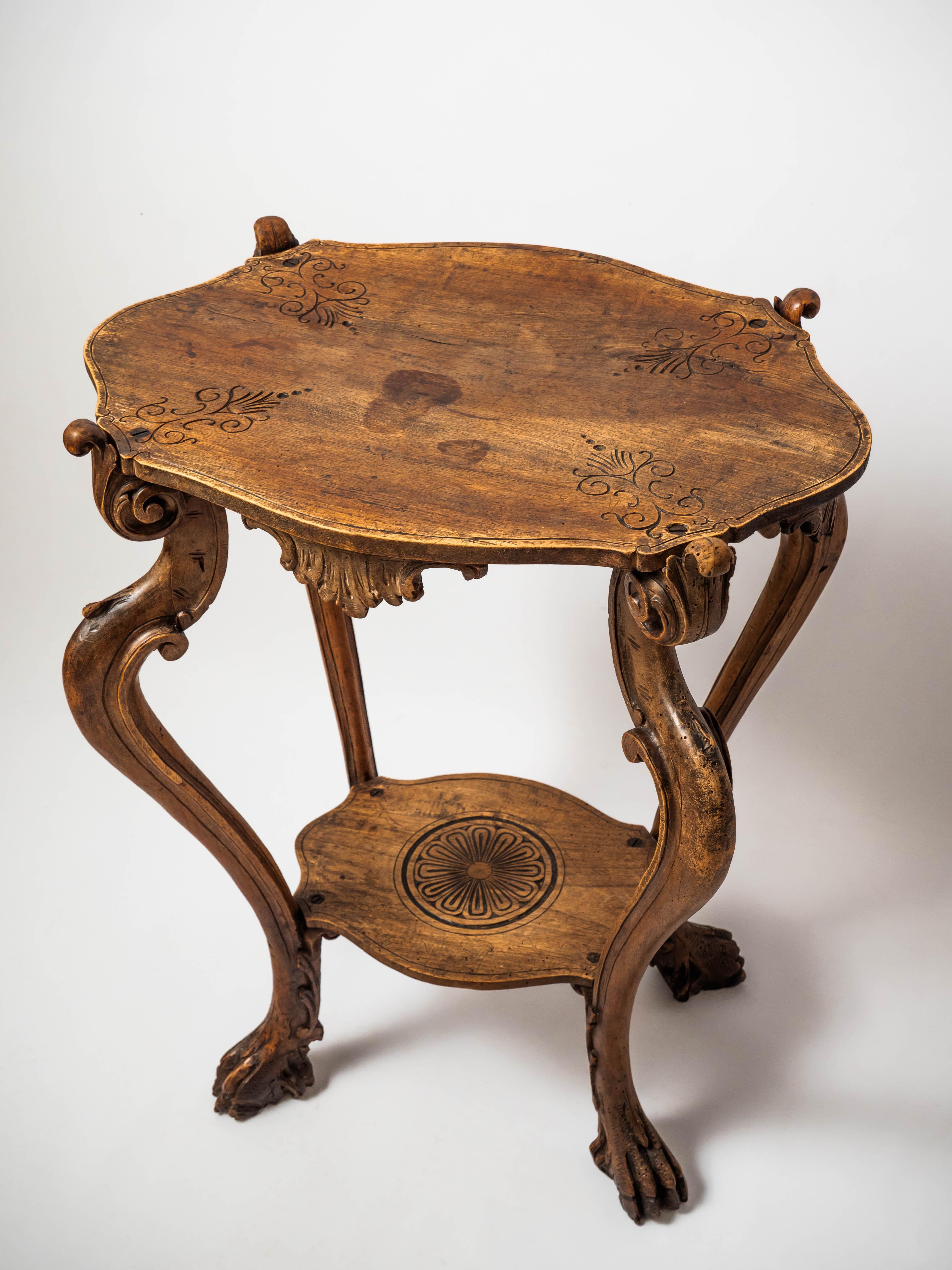 French Antique side table with tray For Sale