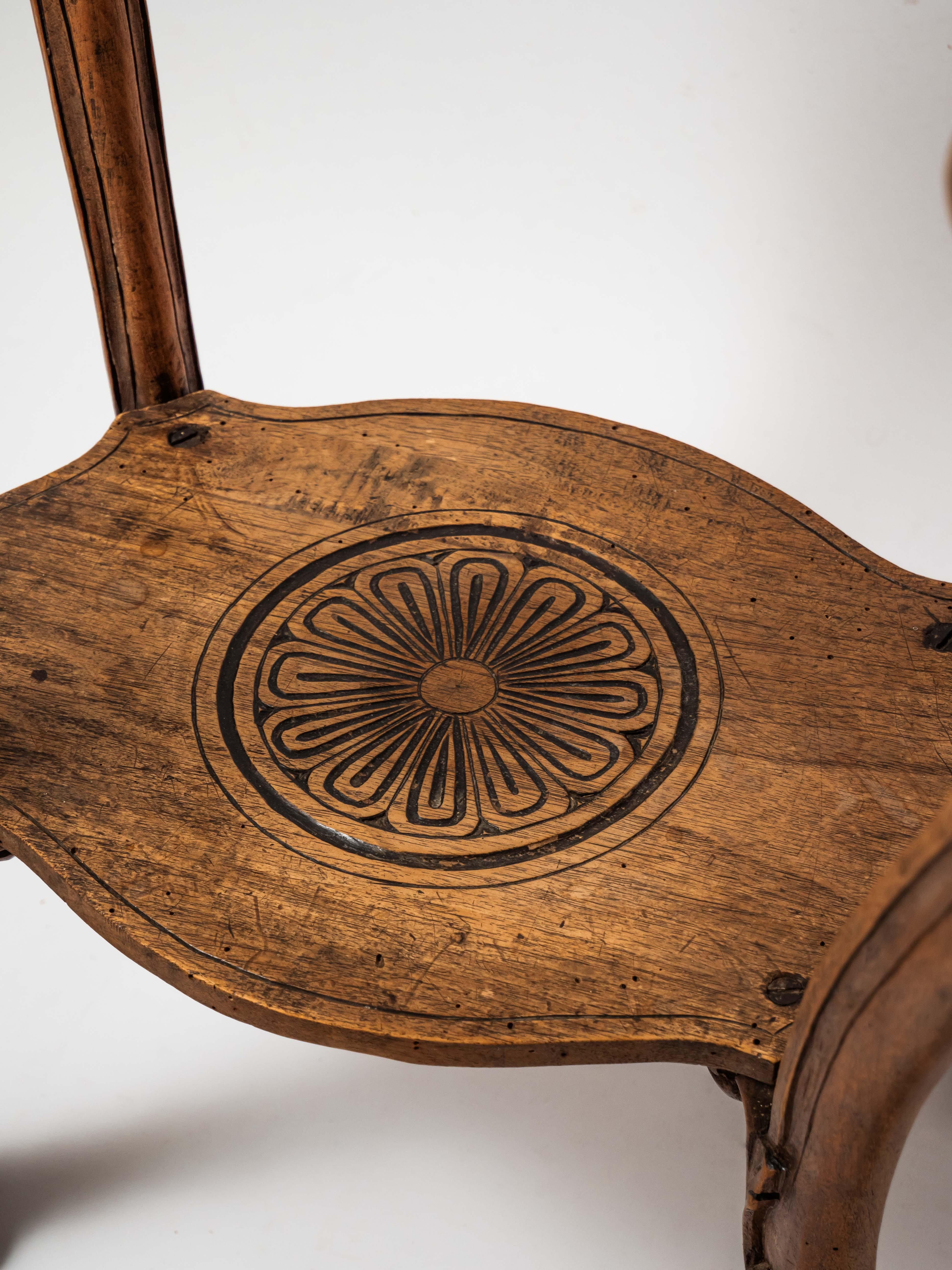 Hand-Carved Antique side table with tray For Sale