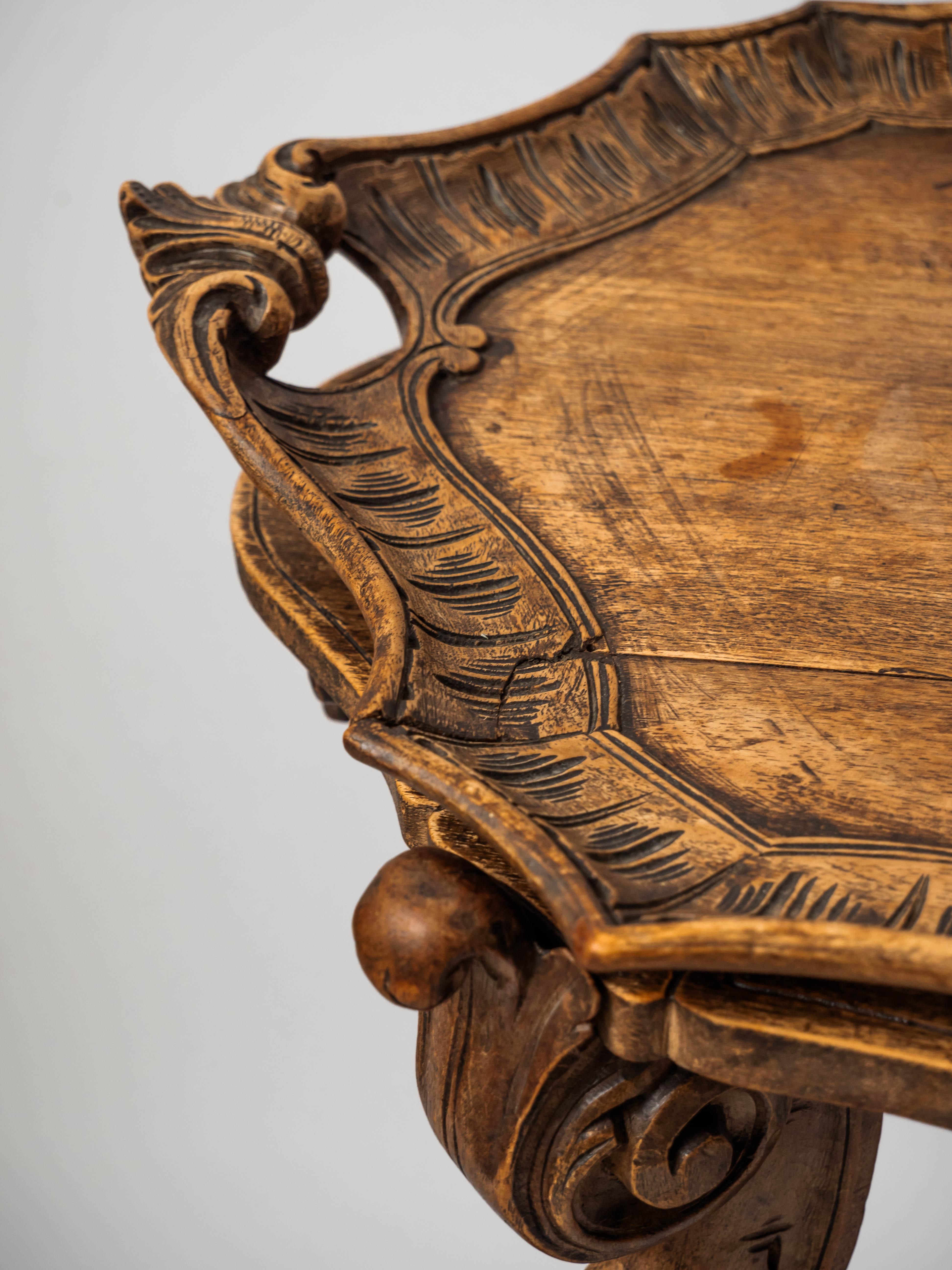 Antique side table with tray In Good Condition For Sale In STRAČOV, CZ