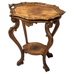Antique side table with tray
