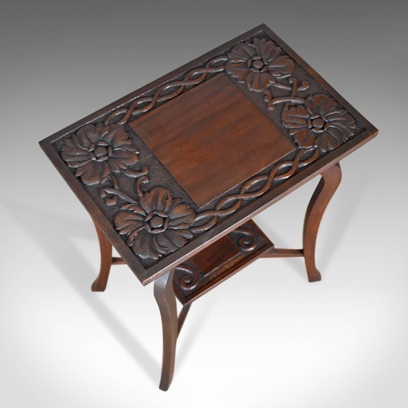 20th Century Antique Side Table, Art Nouveau Overtones, English, Mahogany, circa 1900