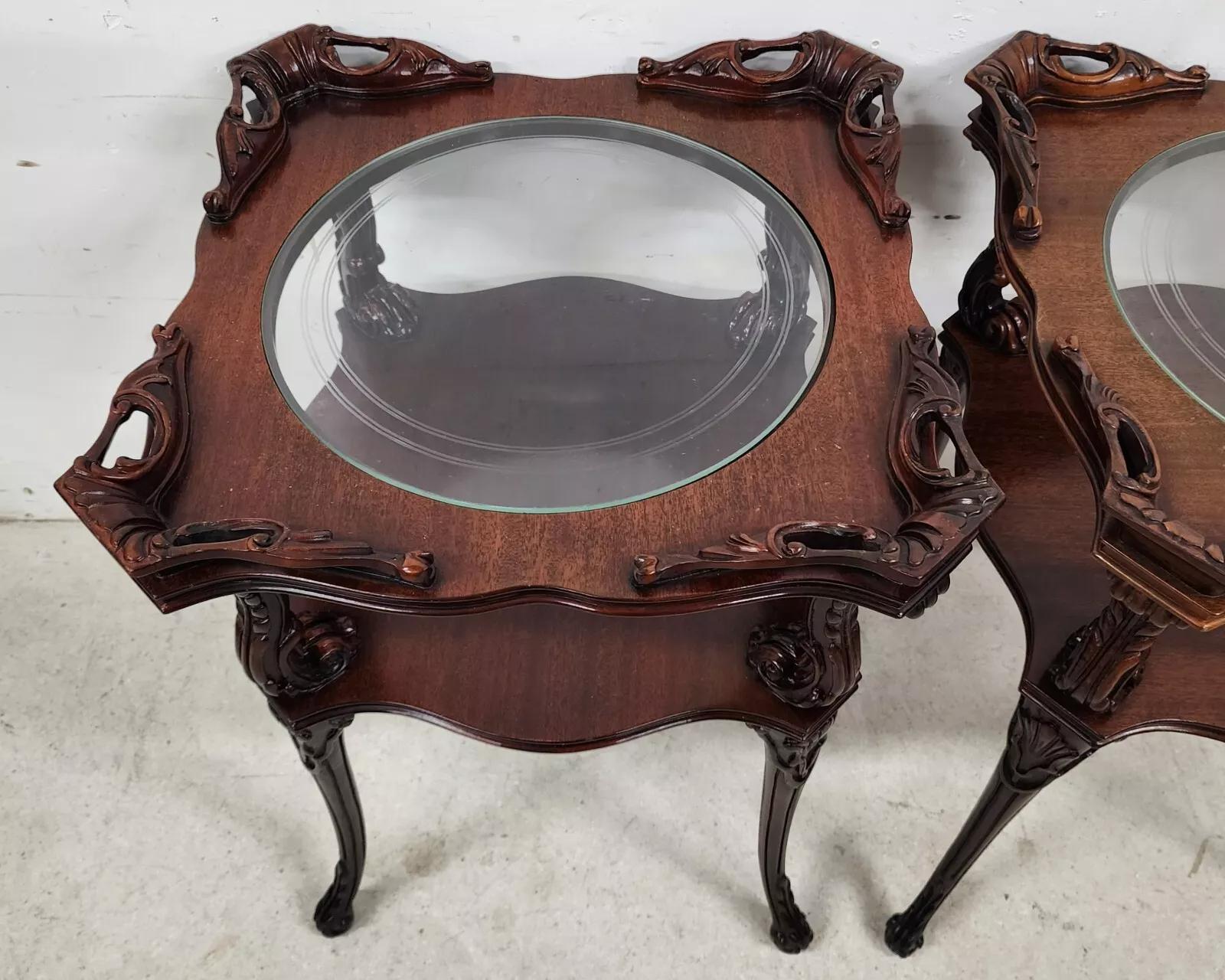 Glass Antique Side Tables Louis XV by Adams Always Pair For Sale