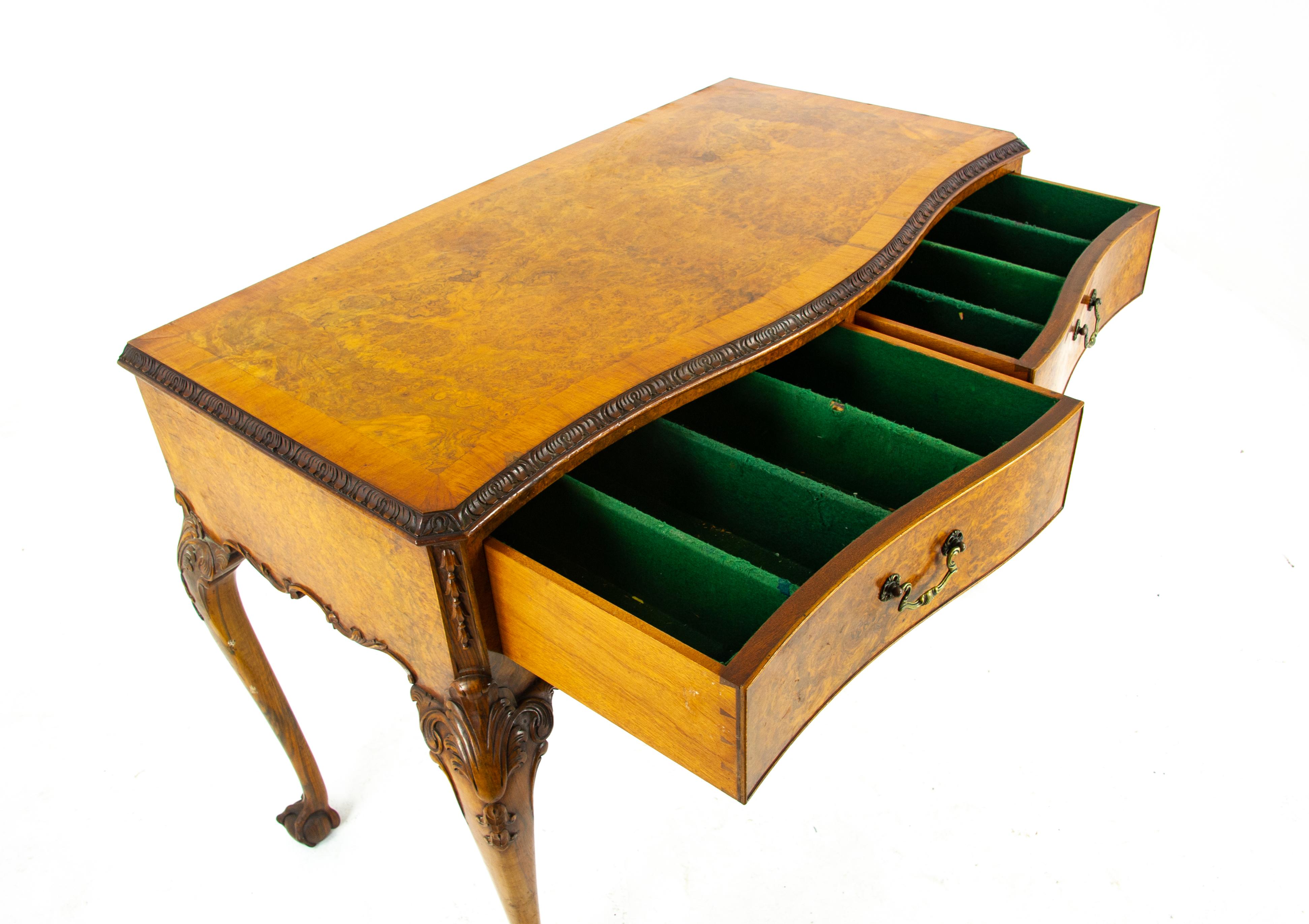 Antique Sideboard, Antique Server, Burr Walnut, Serpentine, Scotland 1930, B1347 3