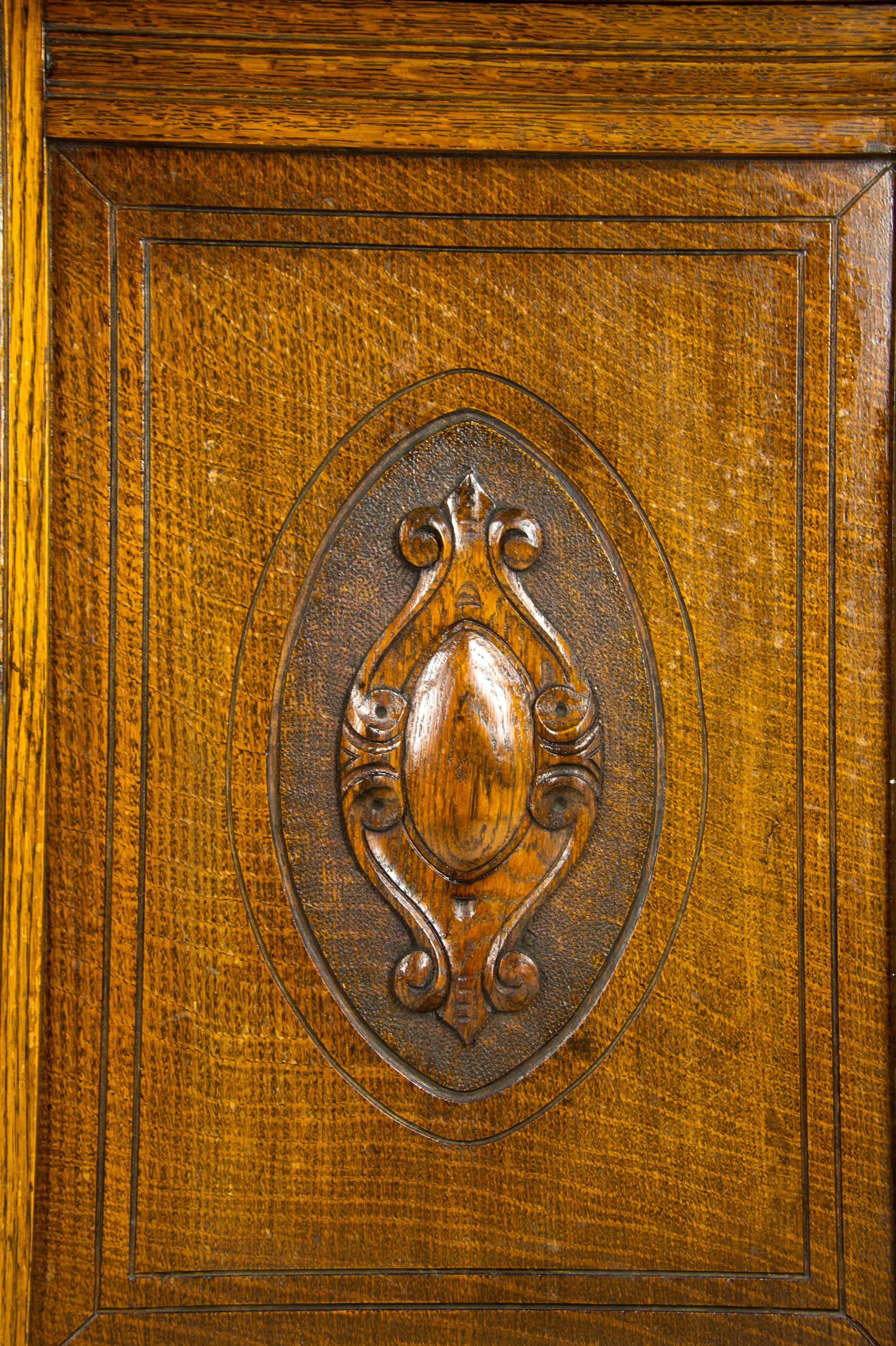 Oak Antique Sideboard, Art Nouveau Buffet, Vintage Bookcase, Scotland, 1900