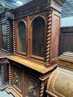 Credenza antica, Buffet, Rena Revival, Noce, Barley Twist, Intagliato, Figurato!