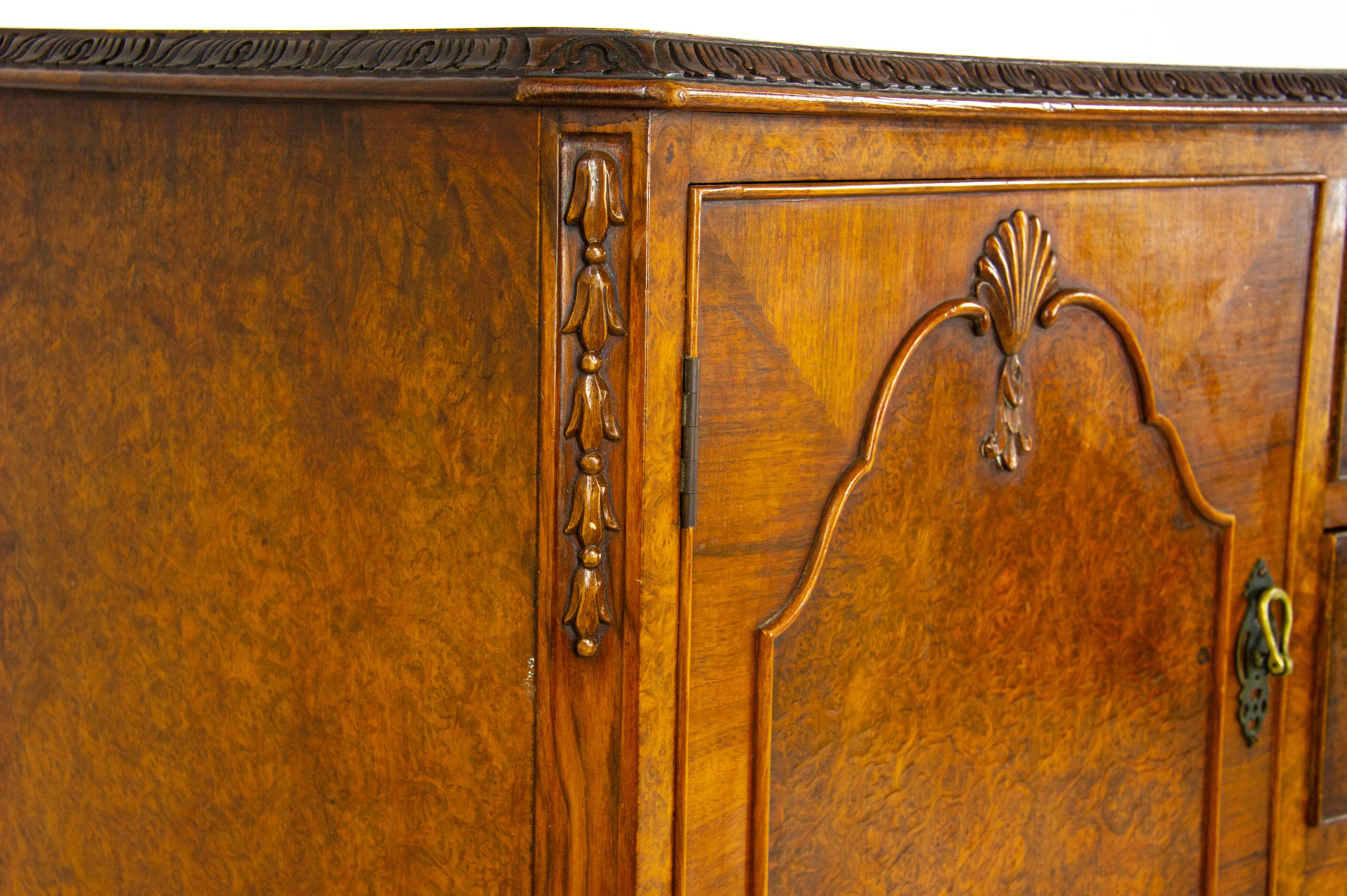 Antique Sideboard, Burr Walnut Sideboard, Walnut Buffet, Antique Furniture 3