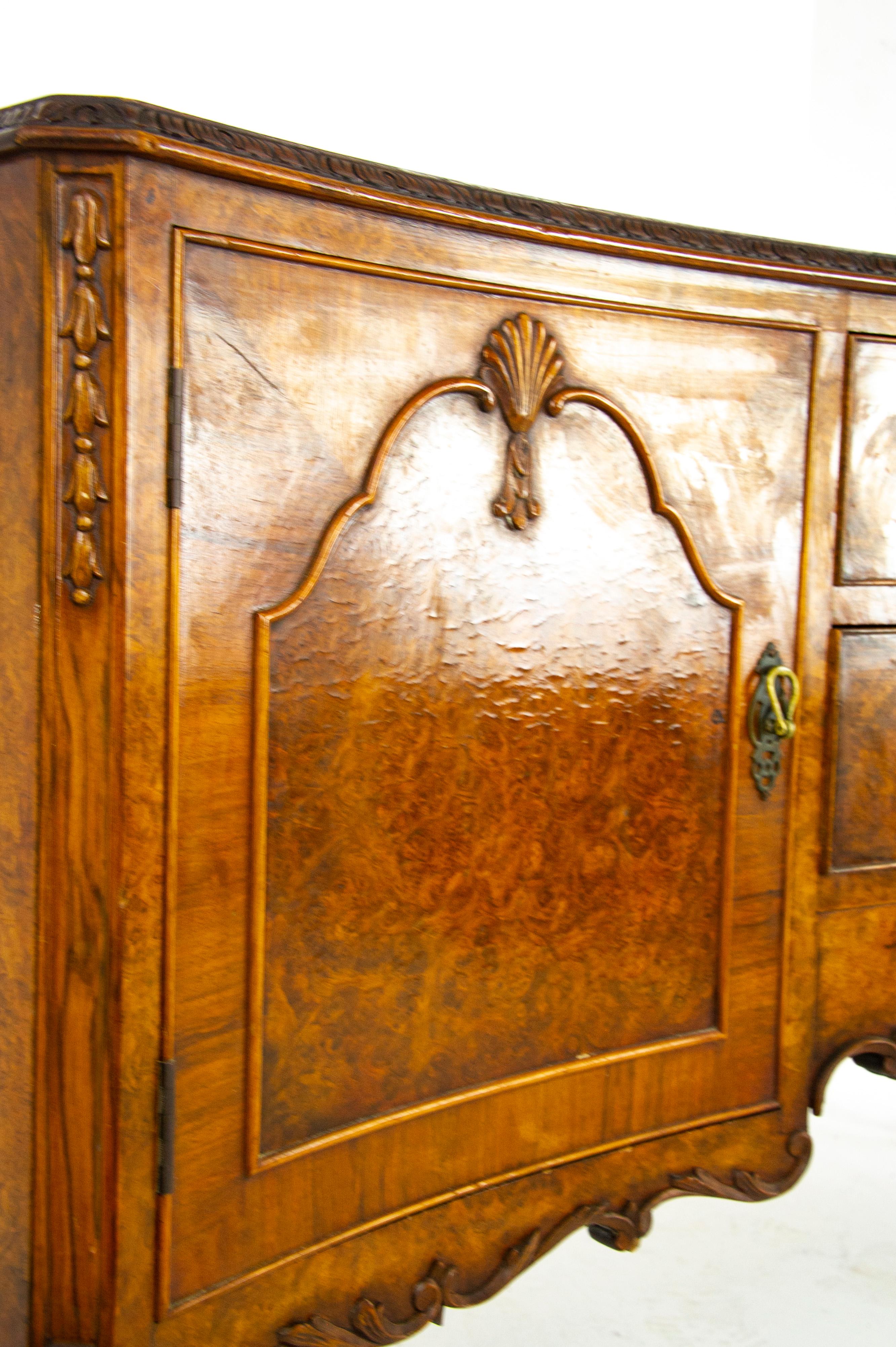 Antique Sideboard, Burr Walnut Sideboard, Walnut Buffet, Antique Furniture 4