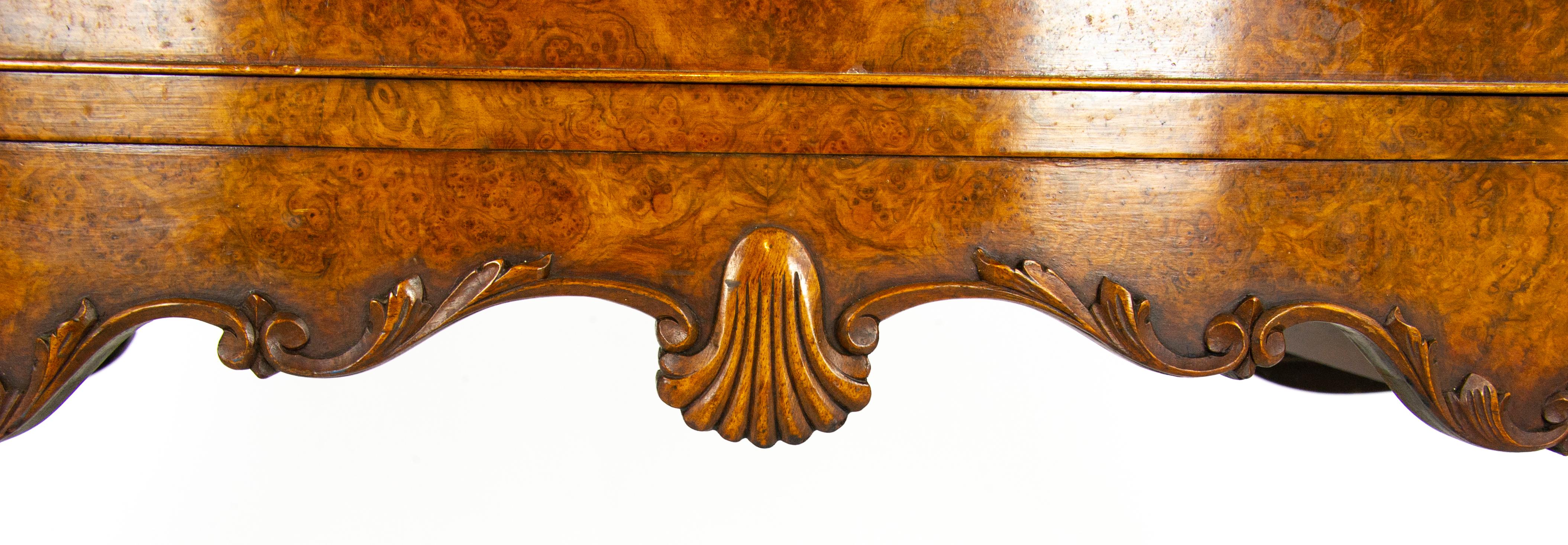 Antique Sideboard, Burr Walnut Sideboard, Walnut Buffet, Antique Furniture In Good Condition In Vancouver, BC