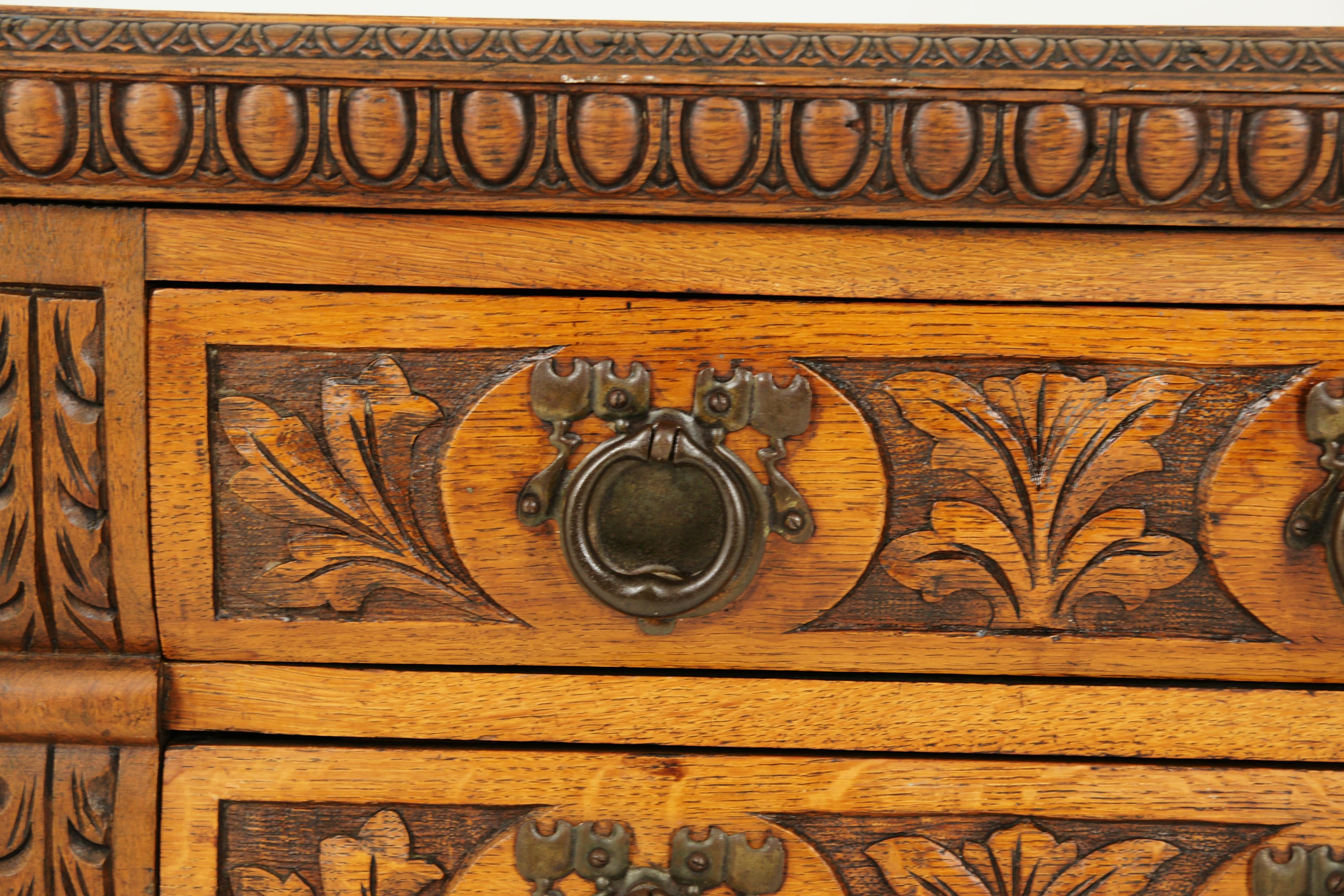 Antique Sideboard, Carved Oak, Oak Buffet, Credenza, Scotland, 1910, B1579 In Good Condition In Vancouver, BC