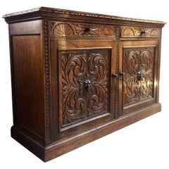 Antique Sideboard Credenza Buffet Greenman Oak Victorian 19th Century, 1870