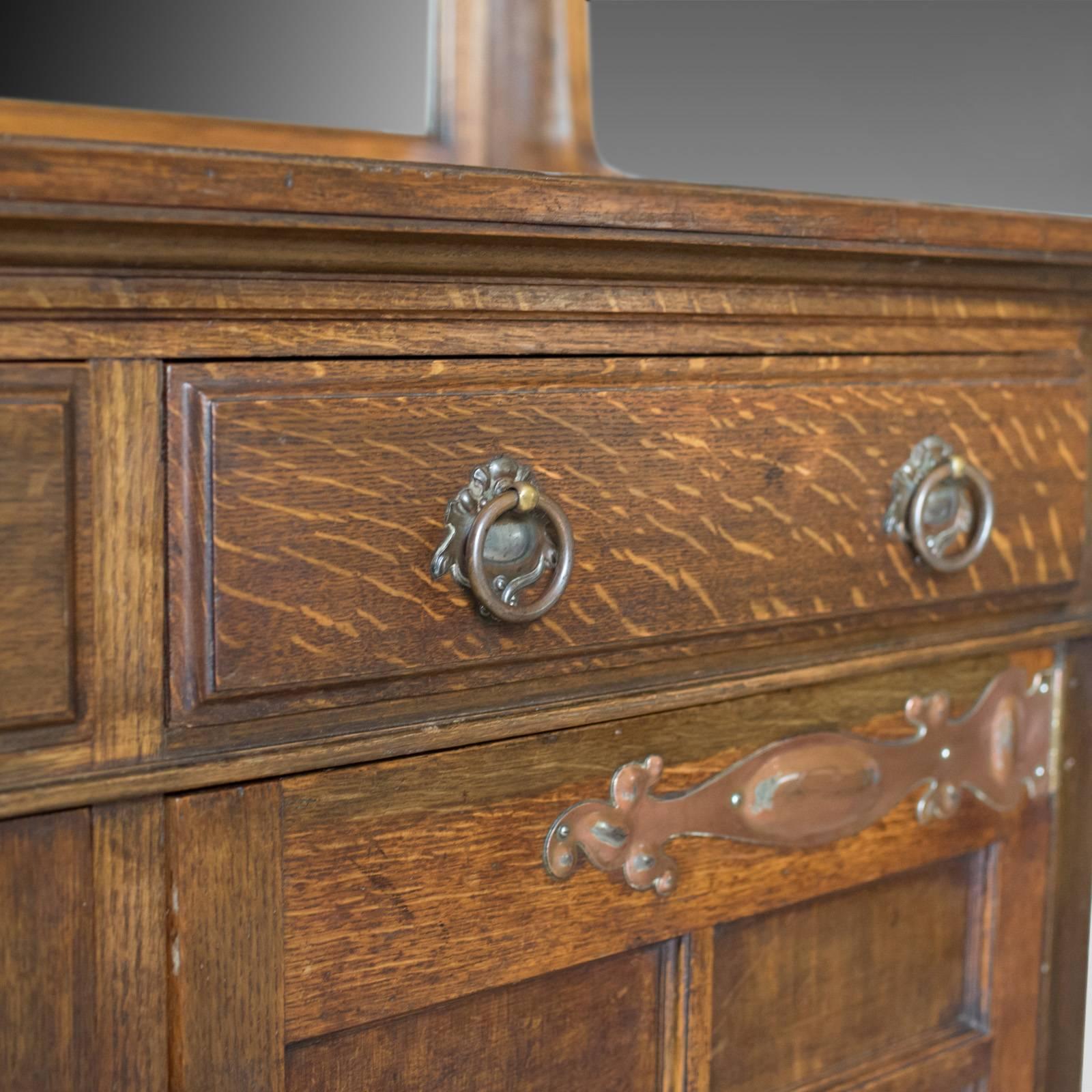 20th Century Antique Sideboard, English Oak, Arts & Crafts Cabinet, Liberty Taste, circa 1900 For Sale