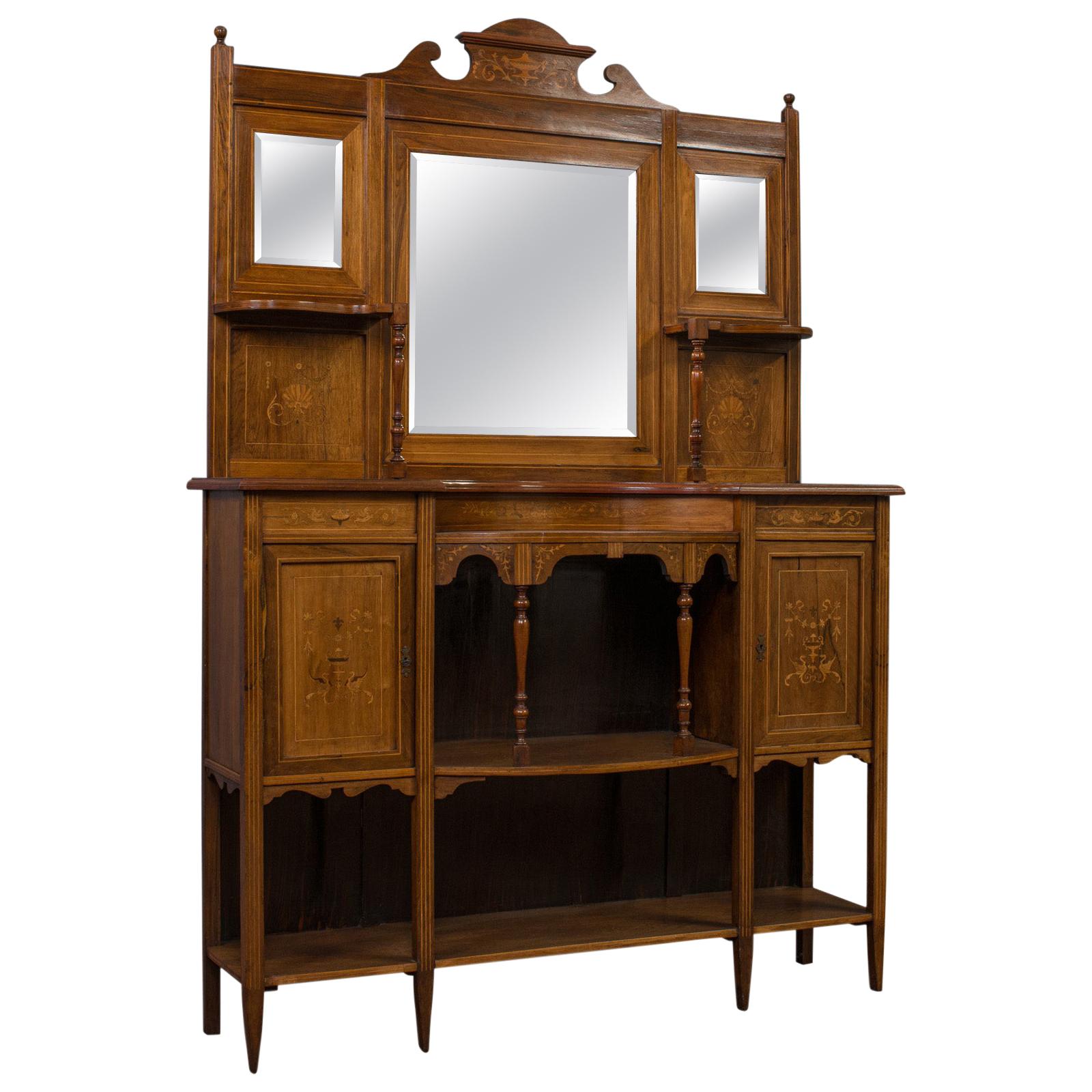 Sideboard, English, Rosewood, Dresser, Boxwood Inlay, Victorian, circa 1900 For Sale