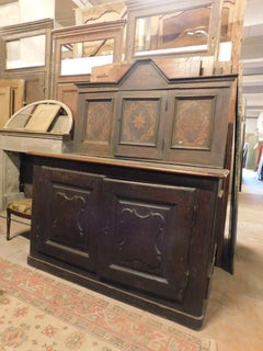 Antique Sideboard in Walnut Inlays, Chest of Drawers and Placard, '700 Italy