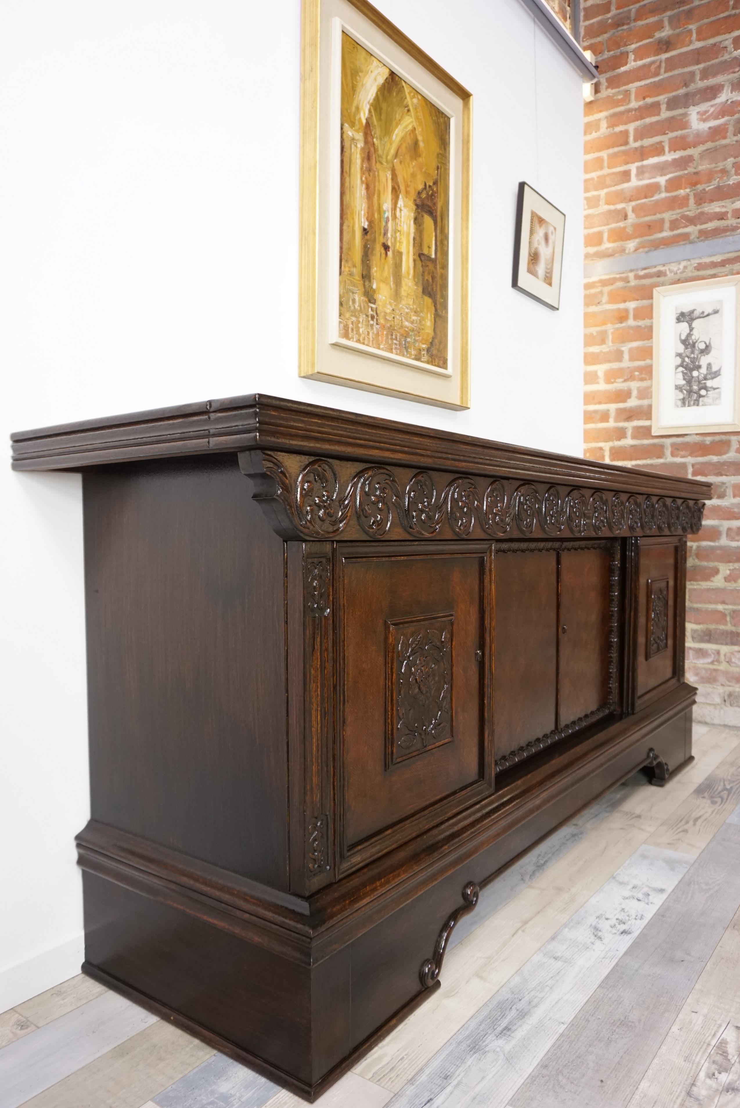 Antique Sideboard or Oak Wooden Buffet, 19th-Early 20th Century For Sale 7