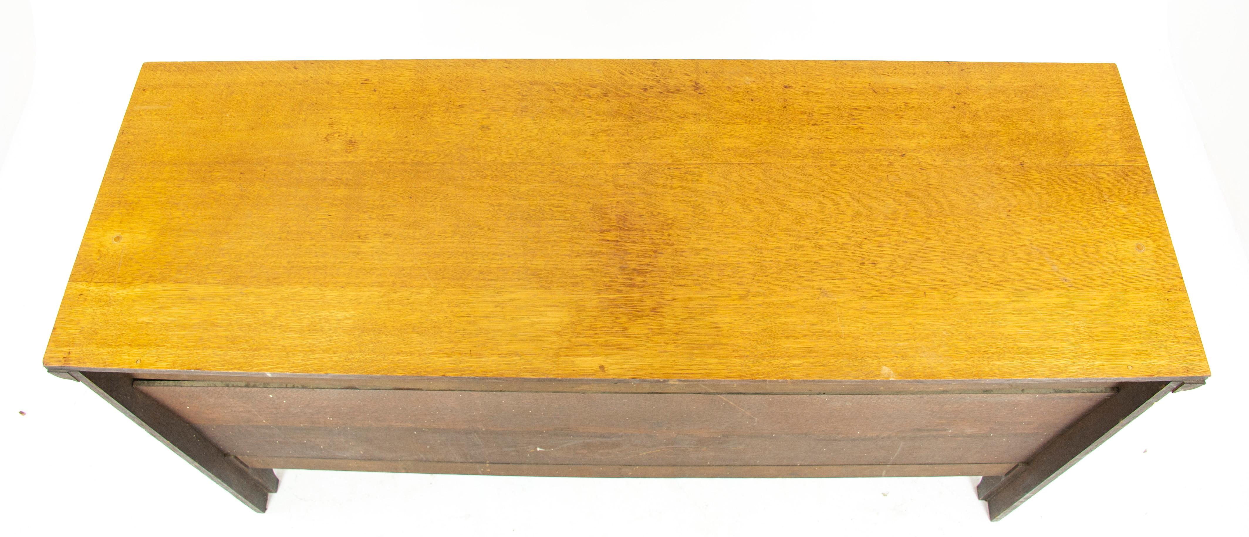 Hand-Crafted Antique Oak Sideboard, Victorian Tiger Oak Buffet Server, Scotland, 1890, B1425