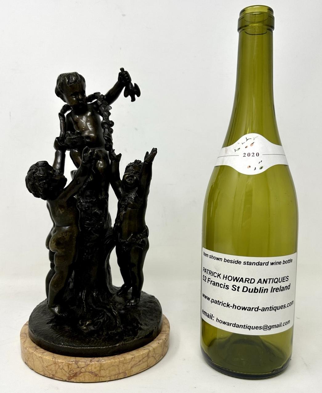 Antique groupe de chérubins de Bacchanalia en bronze de Sienne Atrib Claude Michel Clodion en vente 4