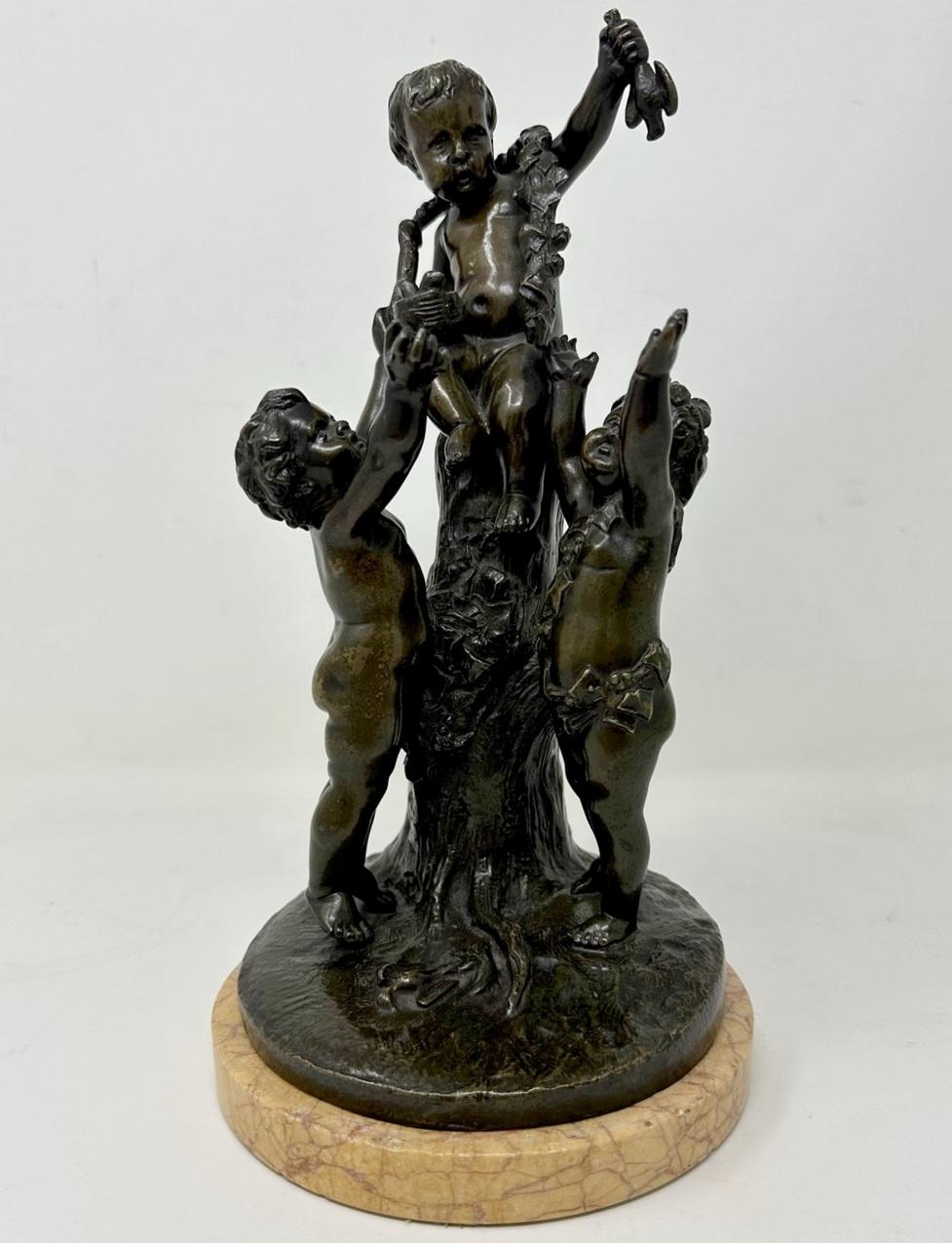 Stunning French “Grand Tour” Chisel Cast Patinated Bronze Cherub Group, of outstanding quality and compact proportions. In the manner of Claude Michel Clodion 1738-1814, early Nineteenth Century, possibly Regency period. 

This imposing offering