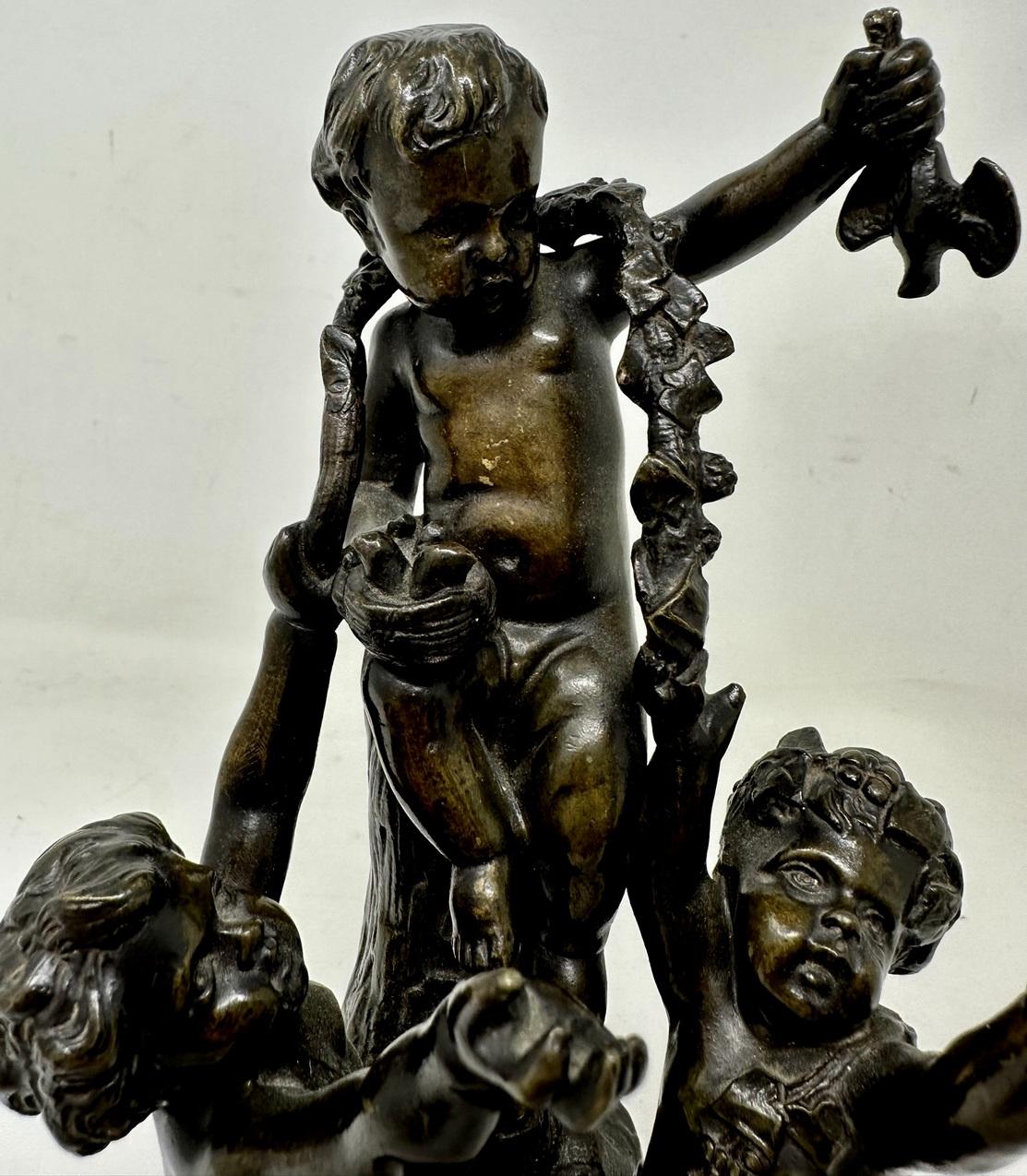 Antique groupe de chérubins de Bacchanalia en bronze de Sienne Atrib Claude Michel Clodion Bon état - En vente à Dublin, Ireland