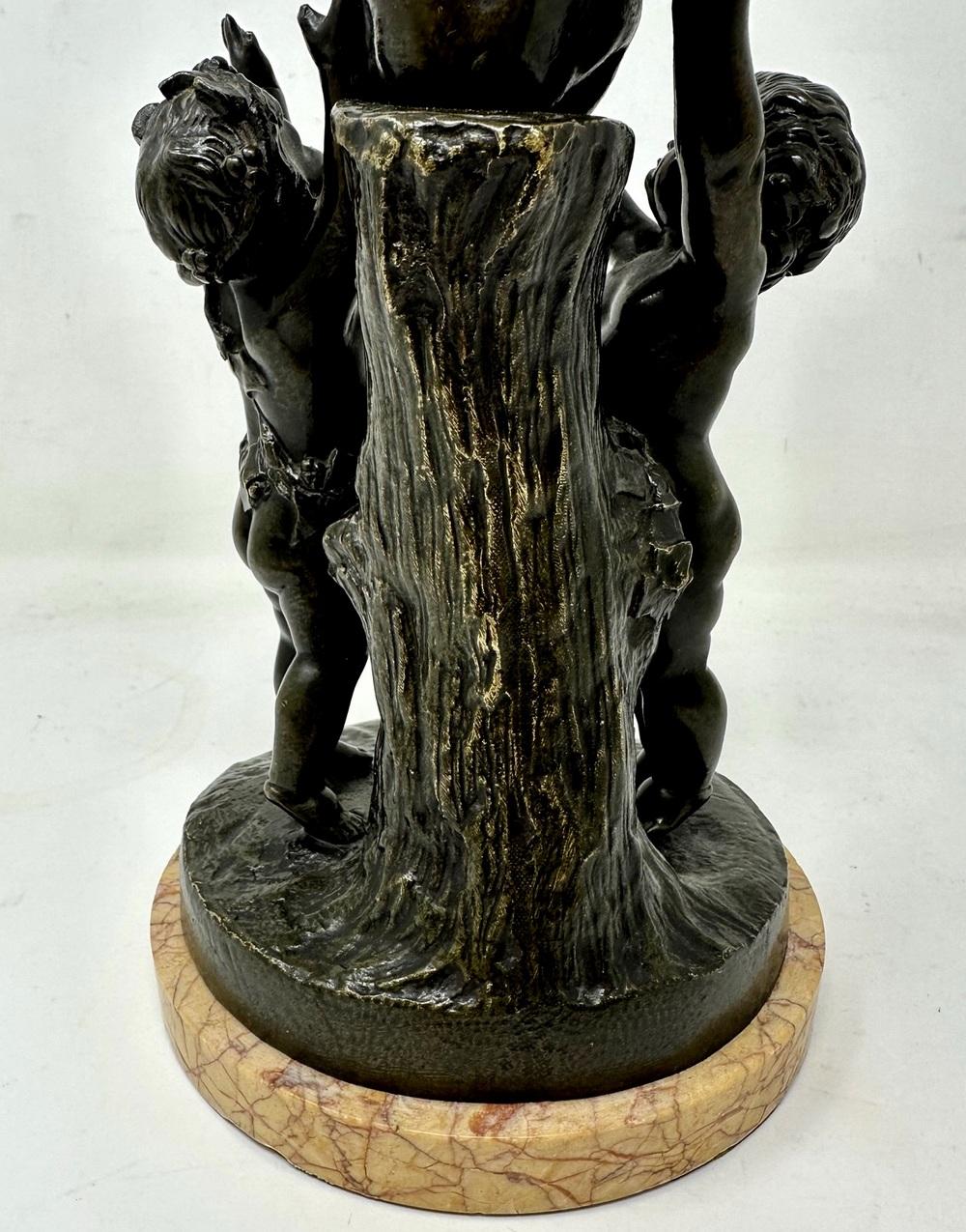 Antique Siena Marble Bronze Bacchanalia Cherub Group Atrib Claude Michel Clodion For Sale 1
