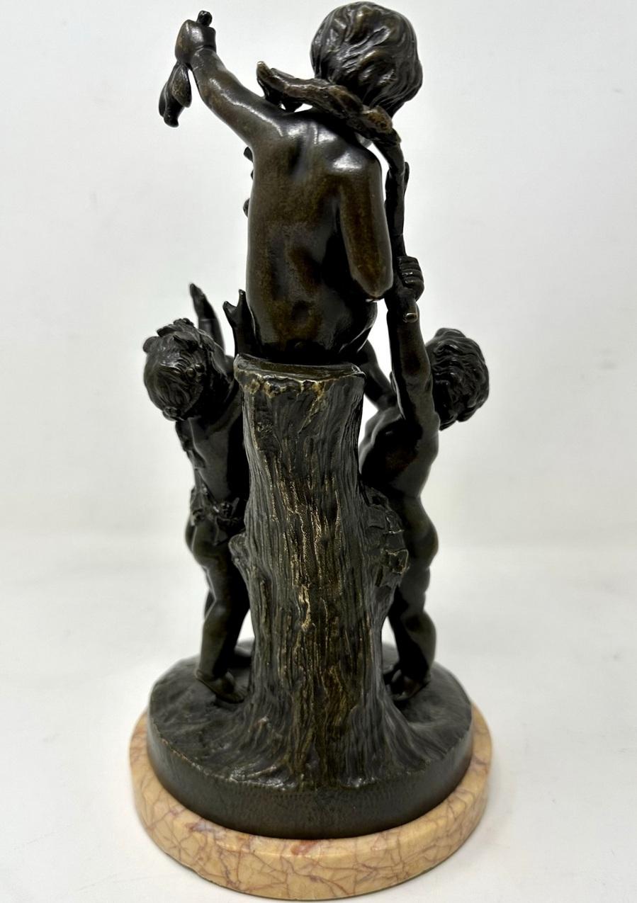 Antique Siena Marble Bronze Bacchanalia Cherub Group Atrib Claude Michel Clodion For Sale 2