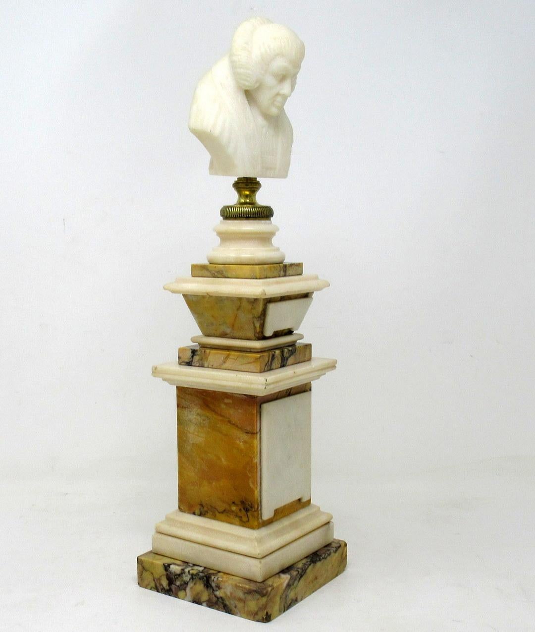French Antique Sienna Cream Marble Grand Tour Classical Bust of Lady Figure