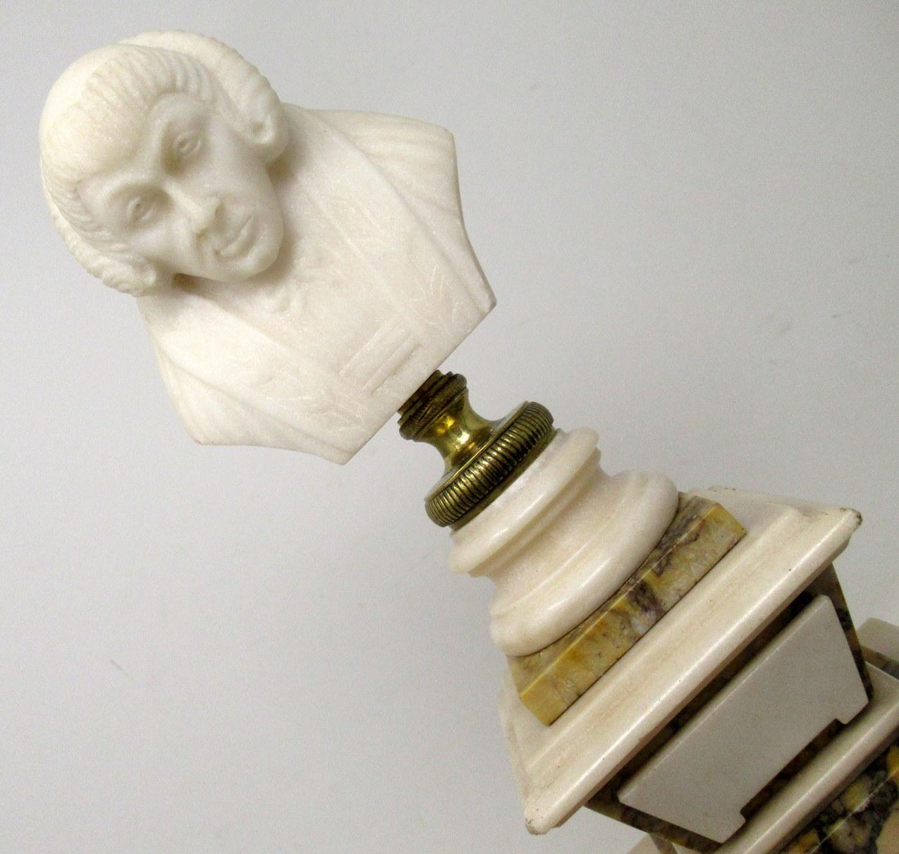 Bronze Buste classique ancien de dame en marbre crème Grand Tour de Sienne