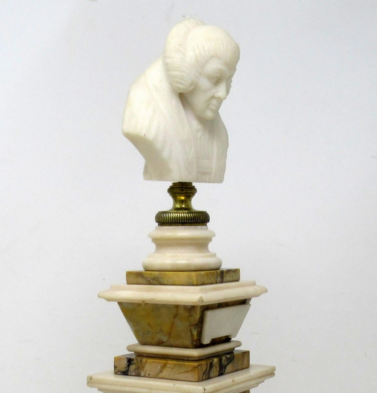 Antique Sienna Cream Marble Grand Tour Classical Bust of Lady Figure 2