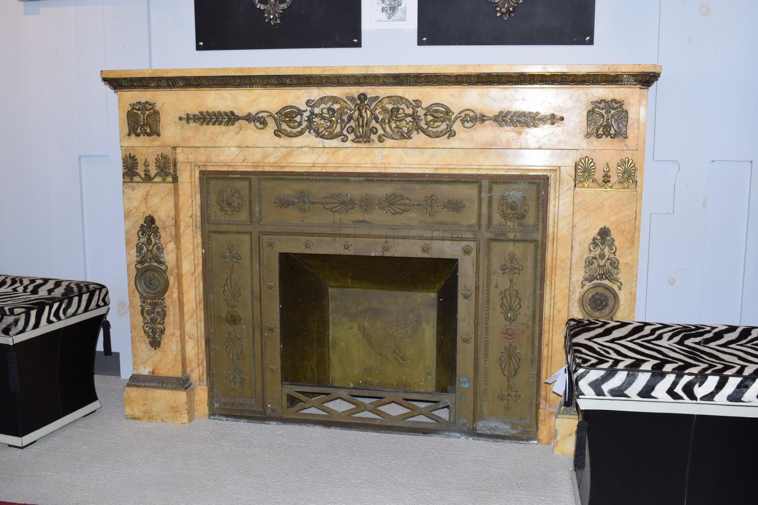 19th Century Antique Sienna Marble Mantel For Sale