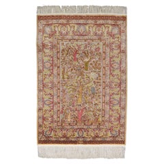 Antique Signed Hereke Silk Rug - Mid 20th Century
