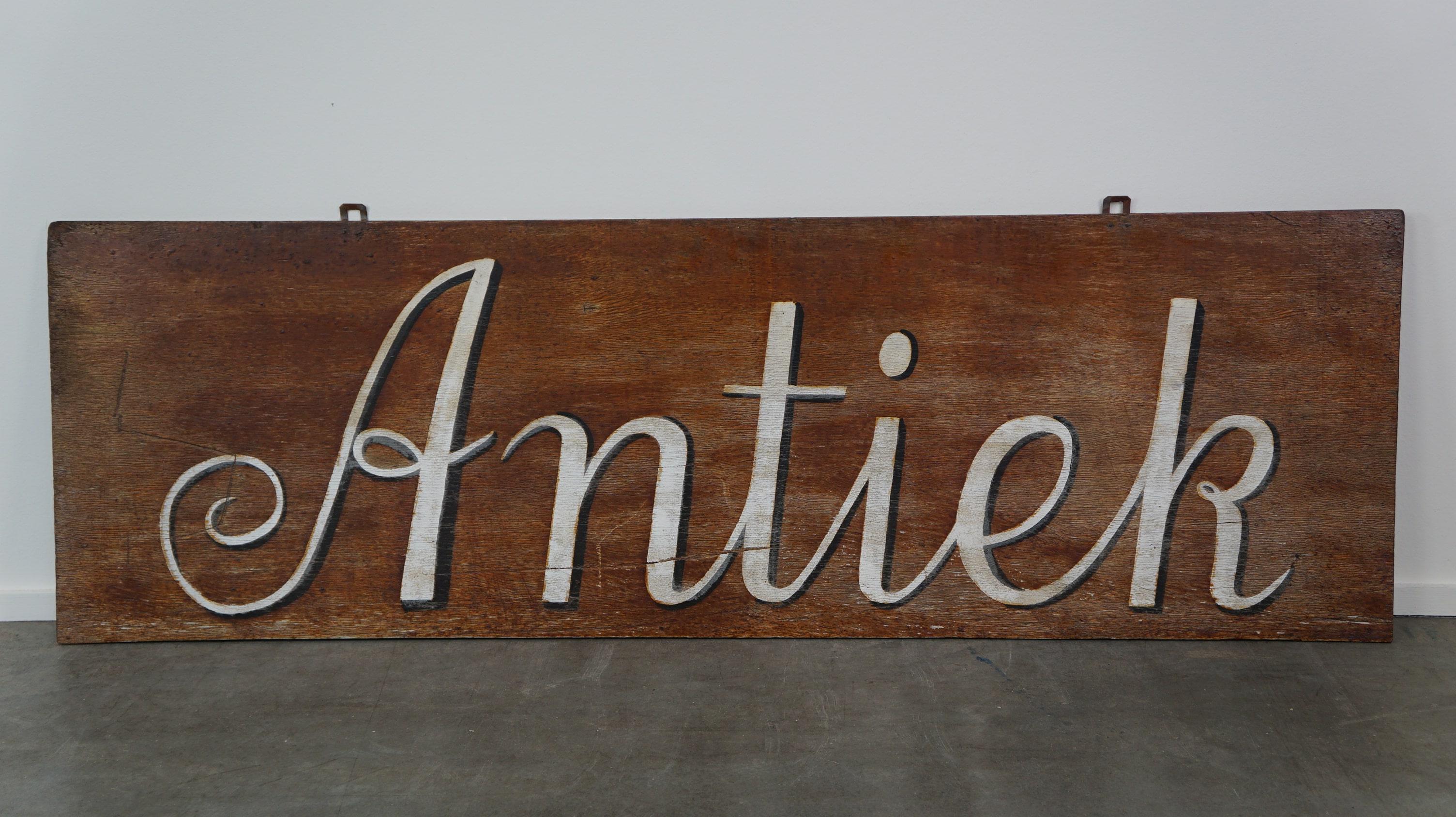 Néerlandais Panneau d'enseigne/d'affichage ancien peint à la main sur carton rigide en vente